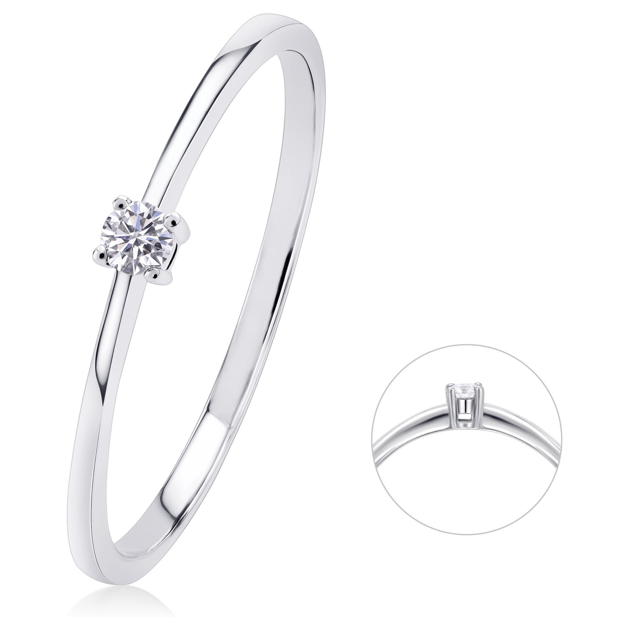 Diamantring 0,05 ct Diamant Brillant Ring aus 585 Weißgold