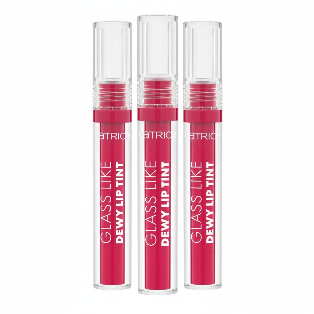 Catrice Lipgloss Glass Like Dewy Lip Tint, 3-tlg., Intensive Pflege, hochglänzendes, leuchtendes Finish, wässrige Textur.