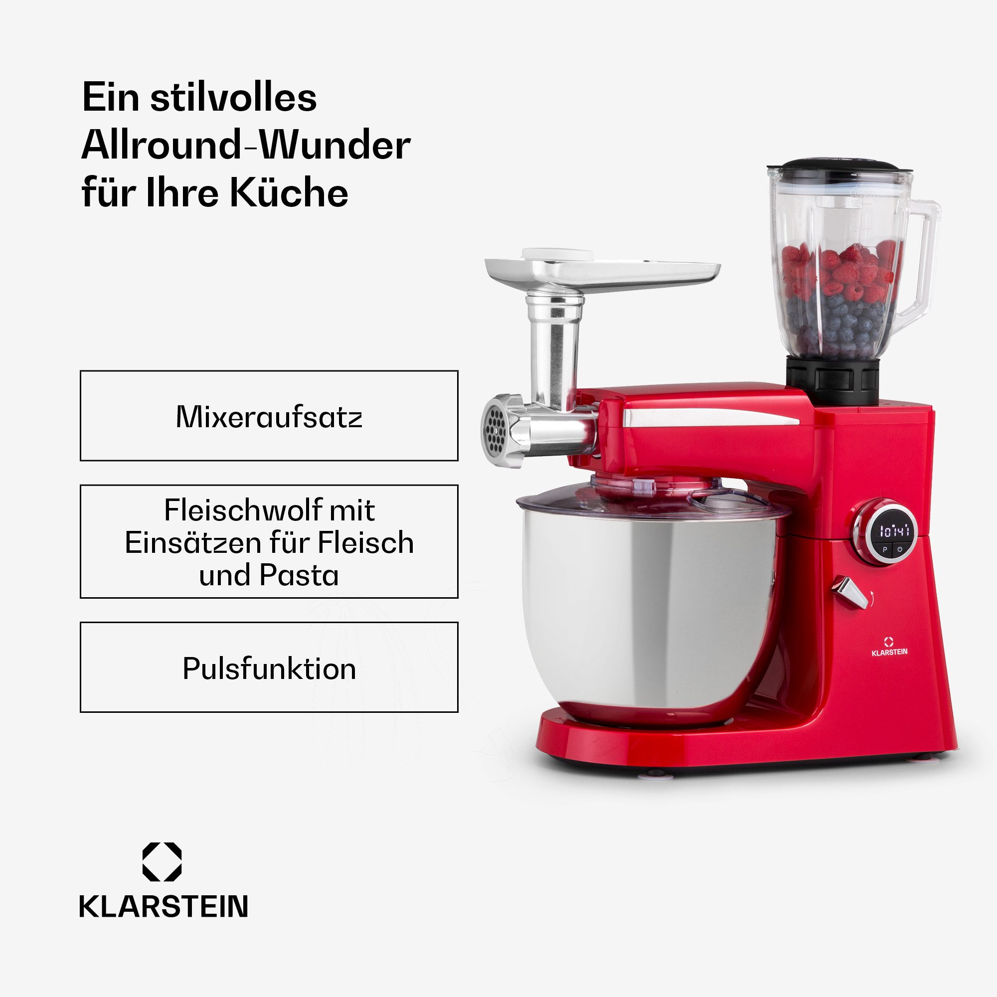 Klarstein Küchenmaschine mit Kochfunktion, 2000 W, 10 l Schüssel