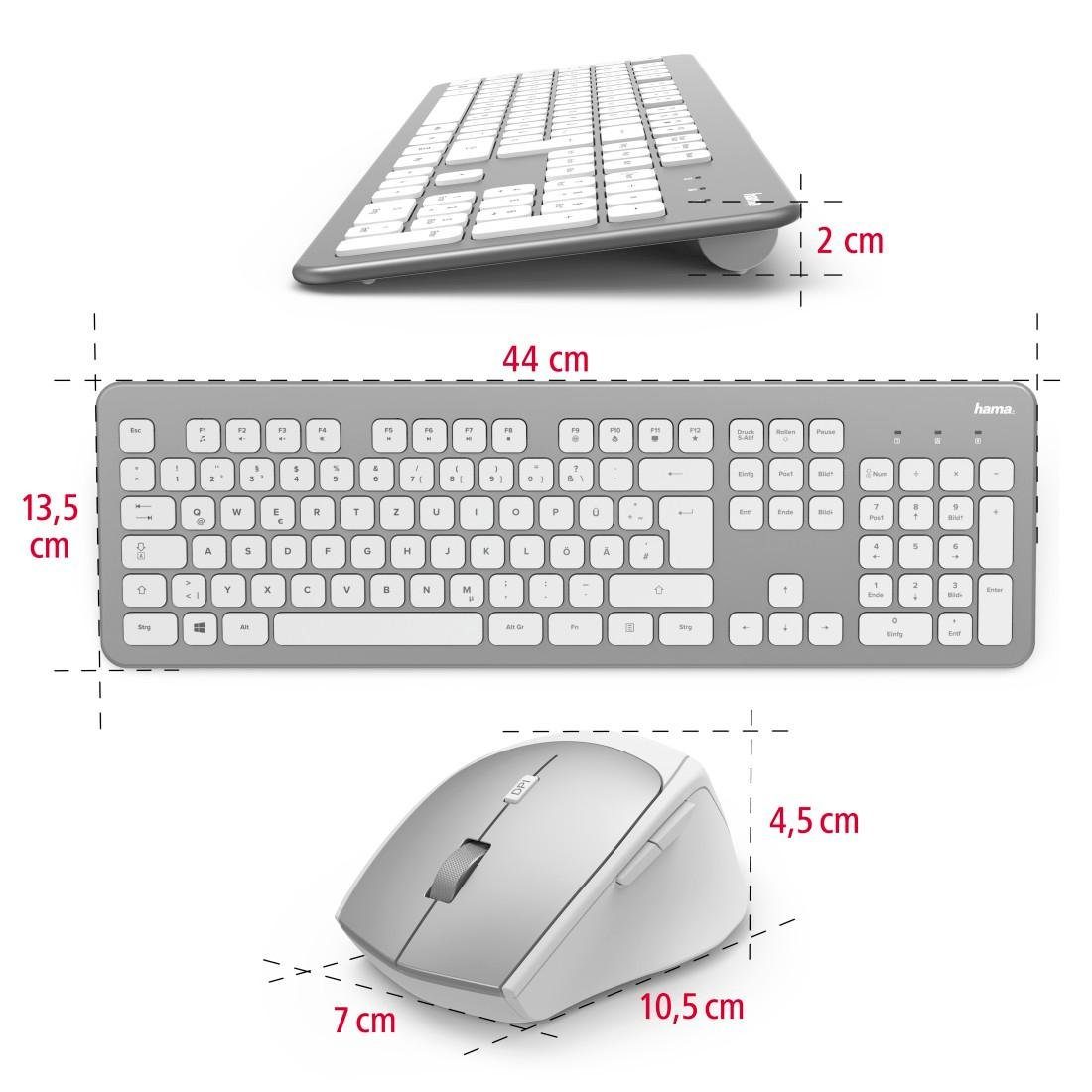 und Tastatur/Maus-Set Hama Funktastatur-/Maus-Set Tastatur- weiß "KMW-700" Maus-Set