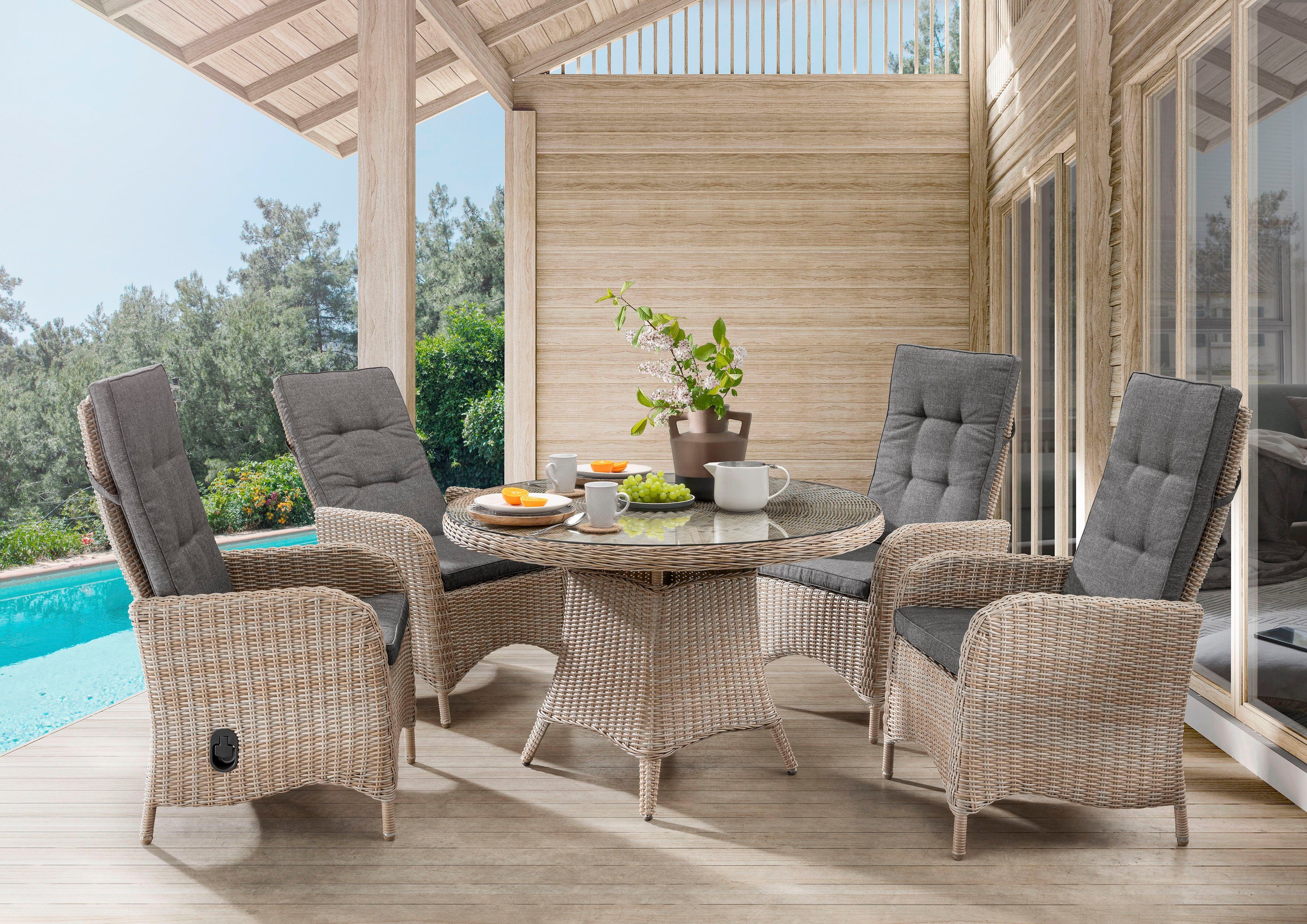Destiny Garten-Essgruppe PALMA LUNA, (9-tlg., 4x günstig online kaufen