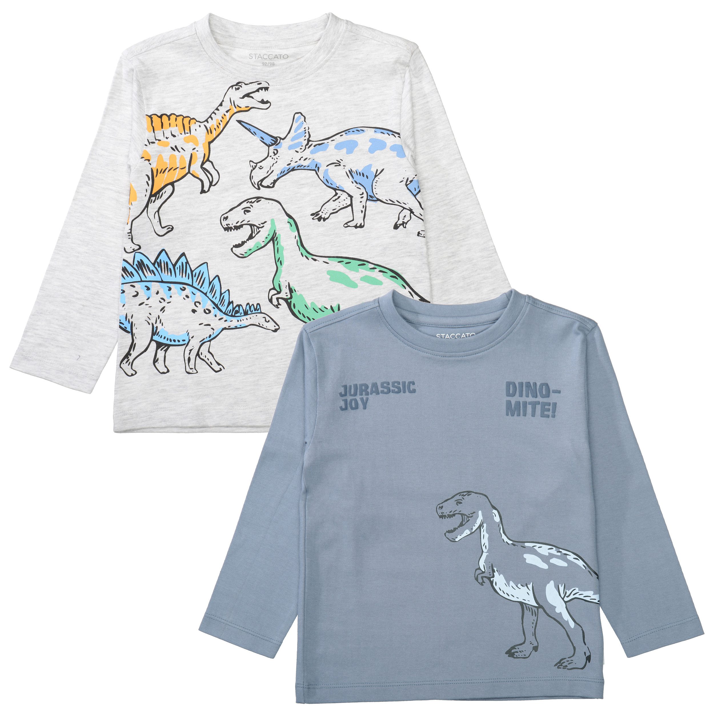 STACCATO Langarmshirt 2er Pack, mit Dino-Prints, für Boys