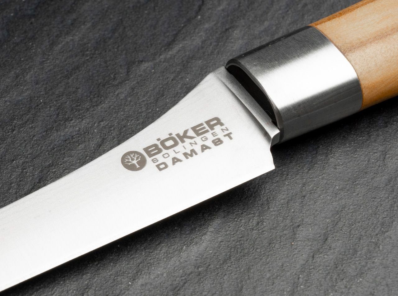 Böker Manufaktur Solingen Gemüsemesser Böker Damast Olive Gemüsemesser, Böker Damast Olive Gemüsemesser