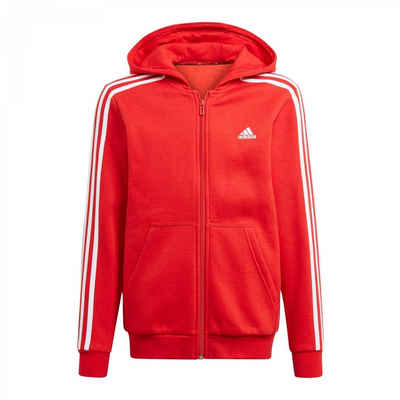 adidas Sportswear Kapuzensweatjacke Essentials 3-Streifen Kinder Kapuzenjacke Rot/Weiß