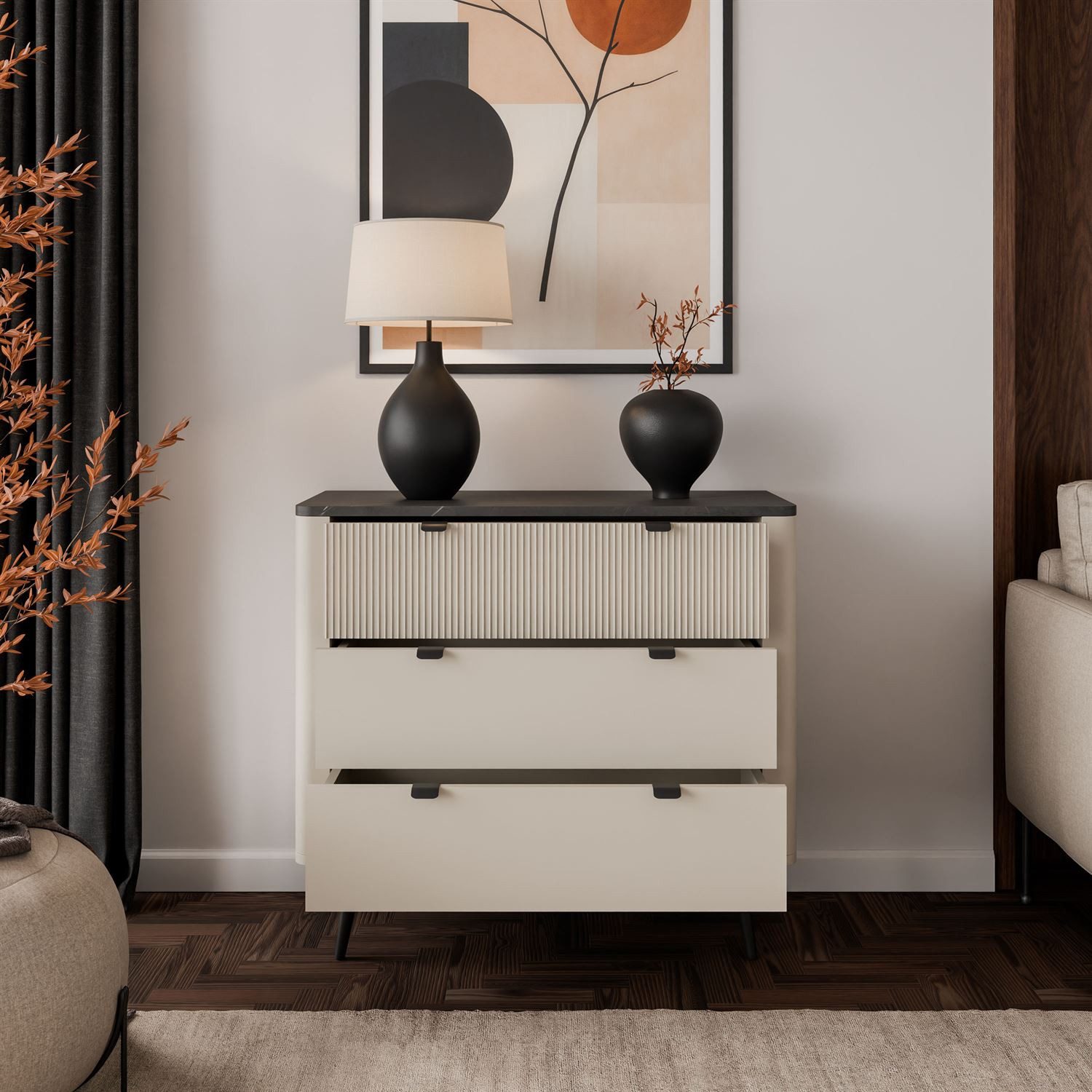 Lookway Kommode für das Wohnzimmer AUTUMN 3S auf hohen Beinen