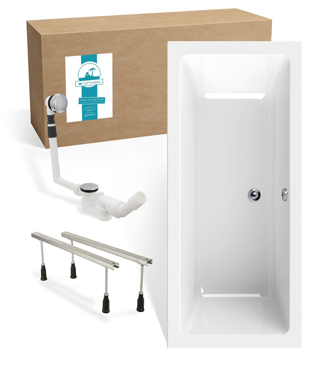 Calmwaters Duo-Badewanne Modern Select 170x75 cm Set Wannenfuß & Ablaufgarn günstig online kaufen
