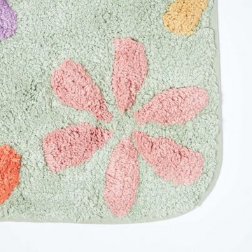 Badematte Rutschfeste Duschmatte mit Blumenmuster 100% Baumwolle, mehrfarbig Homescapes, Höhe 20 mm, 50 x 50 cm