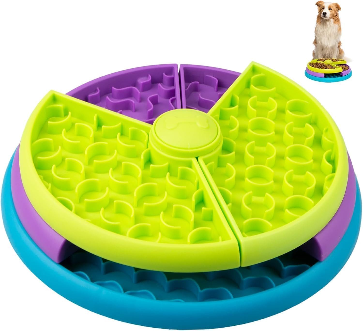 FELIXLEO Antischlingnapf Slow Feeder Hund Anti Schling Napf Rutschfest 3 Ebenen Fressnapf