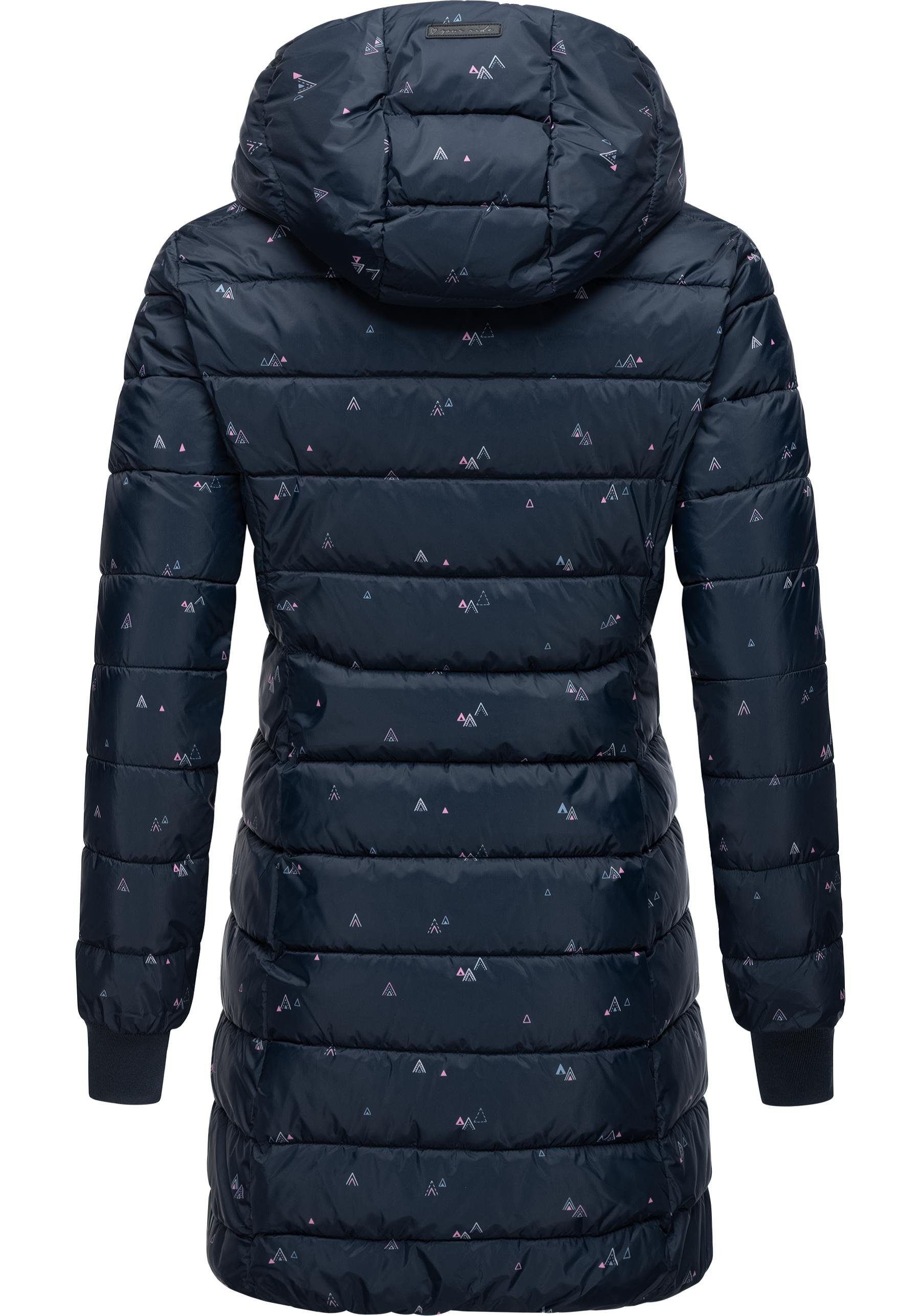 navy Winterjacke Gemusterte Kapuze Steppjacke Ragwear Tiasa mit Long