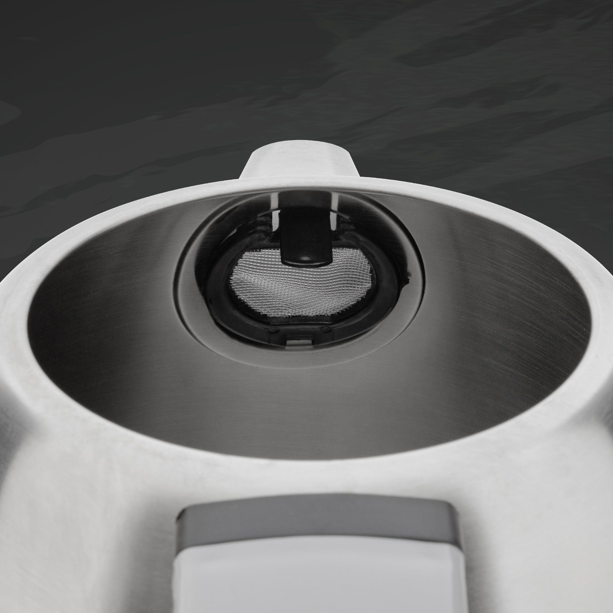Grau, mit Edelstahl Impolio Wasser-/Teekocher Analog-Thermometer, 2200 1,7L W Wasserkocher