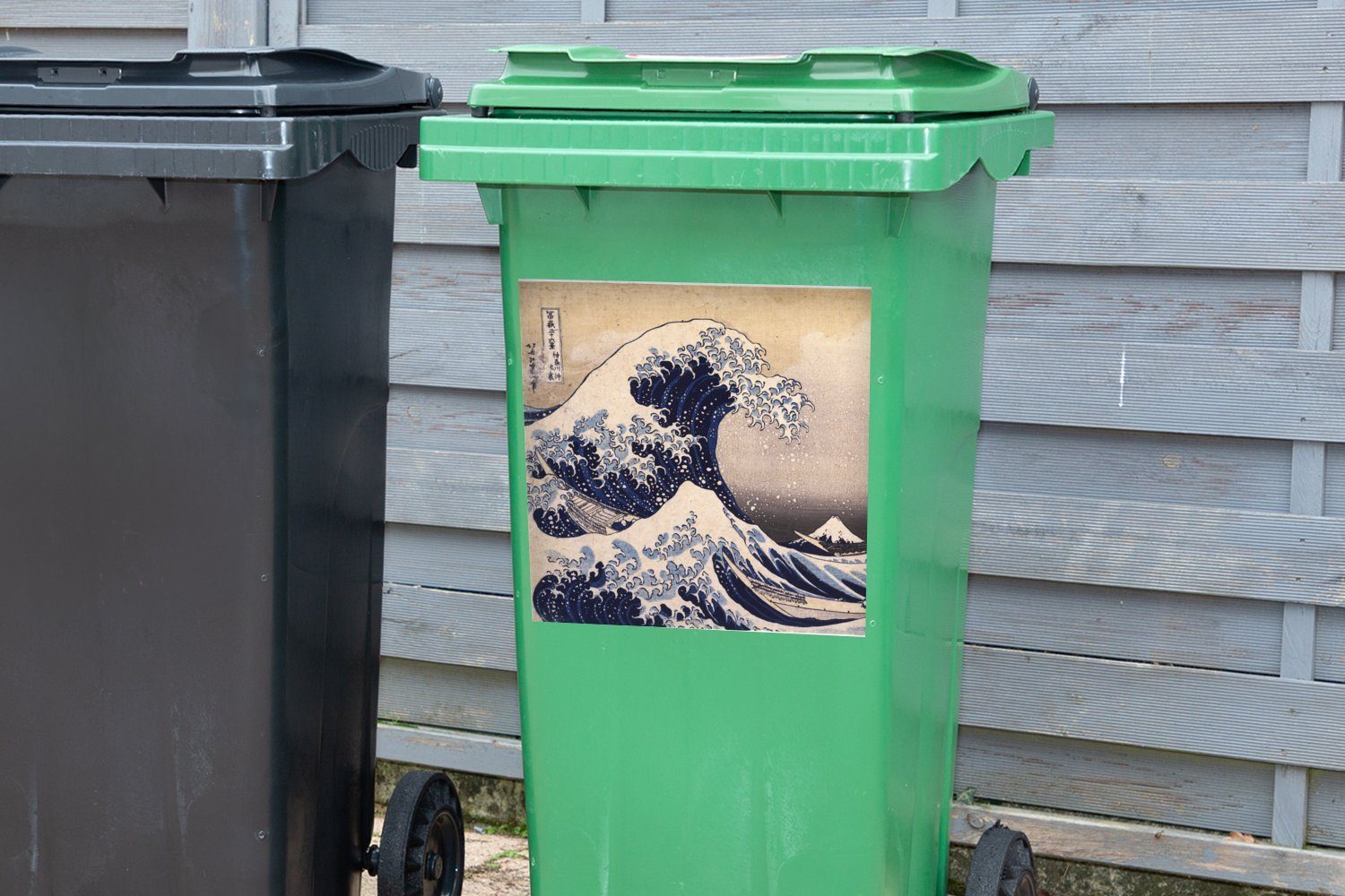 Mülltonne, - große Gemälde (1 MuchoWow Kanagawa von von St), Abfalbehälter Container, Wandsticker Mülleimer-aufkleber, Kluft Sticker, Die Katsushika Hokusai
