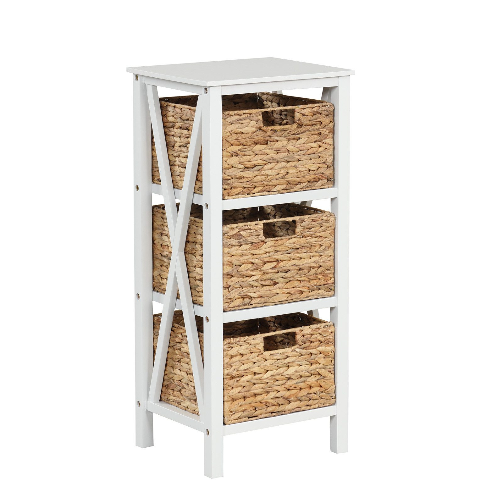 COSTWAY Nachttisch (1-St), mit X-Gestell&Seegraskörben, Holz günstig online kaufen