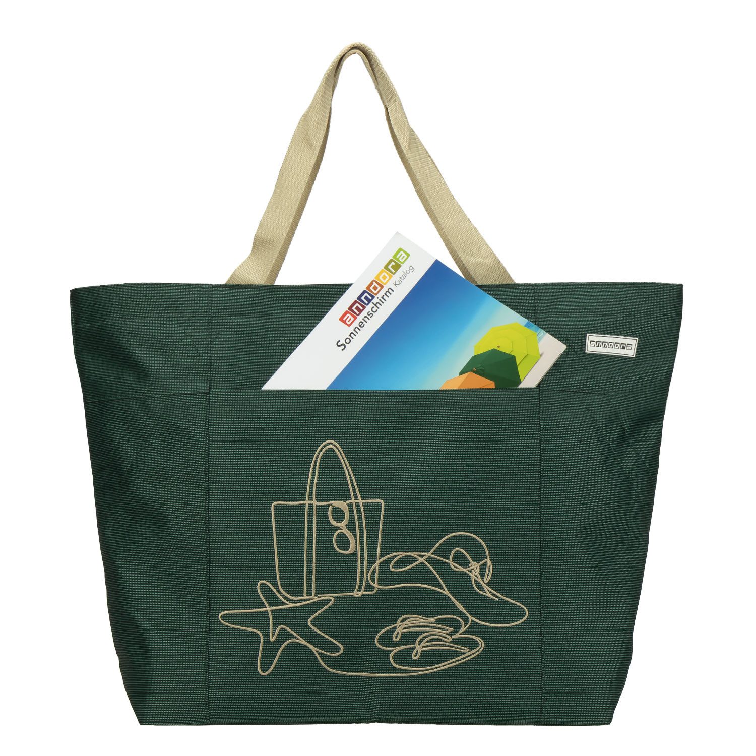 anndora XL-Strandtasche Schultertasche Freizeittasche 40 Liter, Geräumig – Stabil – Mit Reißverschluss – Innen- & Außenfach