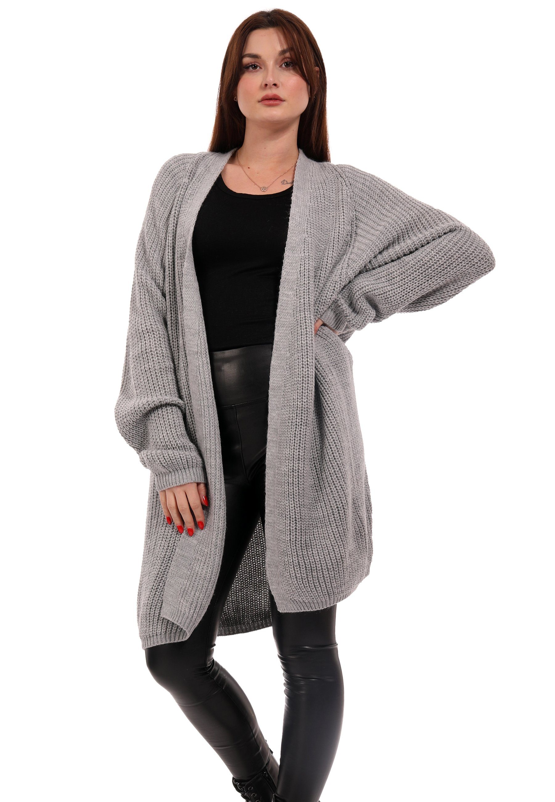 YC Fashion & Style Cardigan Oversize Cardigan Strickjacke Basic verschlusslos Grobstrick Plus Size (1-tlg) casual- mit langen Ärmeln- in offener Form