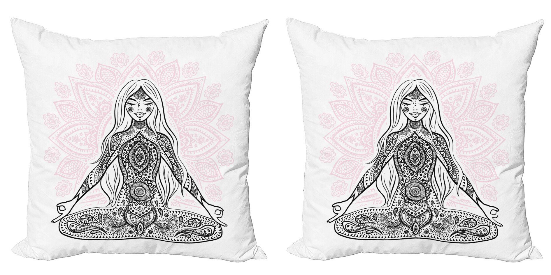 Modern Kissenbezüge Lotus Stück), Digitaldruck, (2 Accent Mandala Meditation Yoga Abakuhaus Doppelseitiger