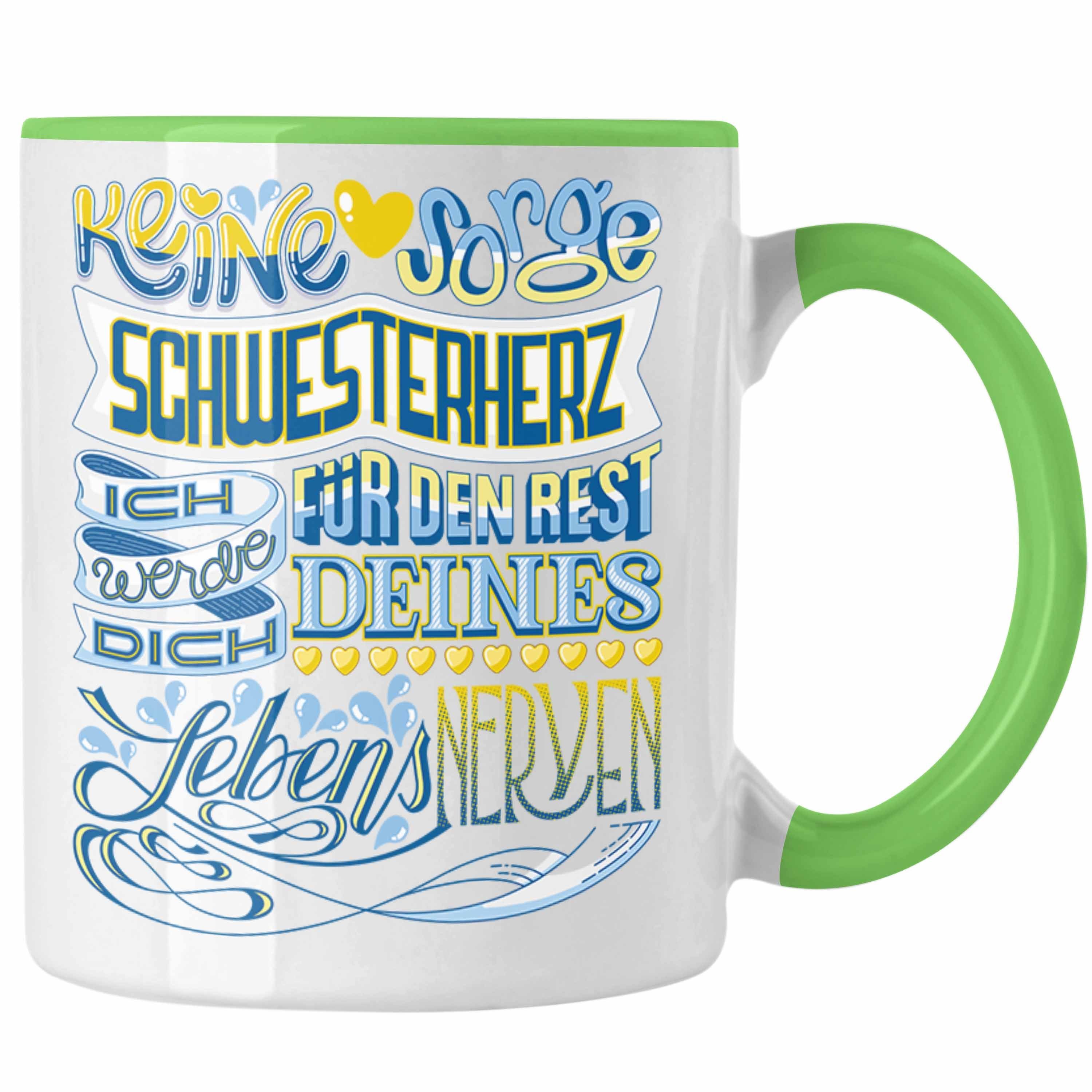 Schwester Geschenkidee Lieblingsschwester Geschenk von Schwester - Bruder Beste Tasse Trendation Tasse Grün Schwester an von Trendation