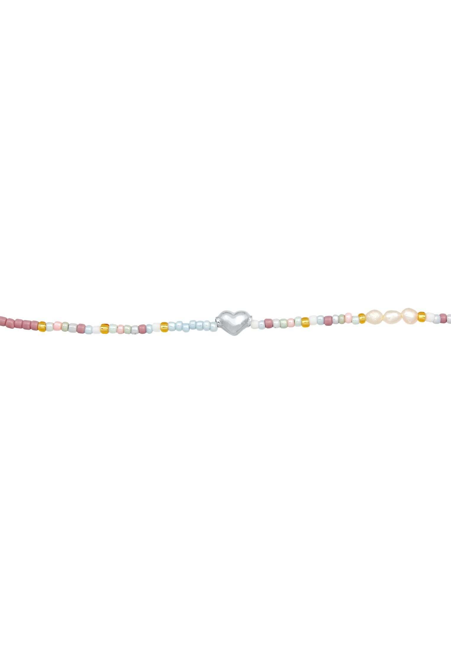 Elli Kette Style 925 Silber, Anhänger Sommer mit Choker Glas Herz Herz Beads