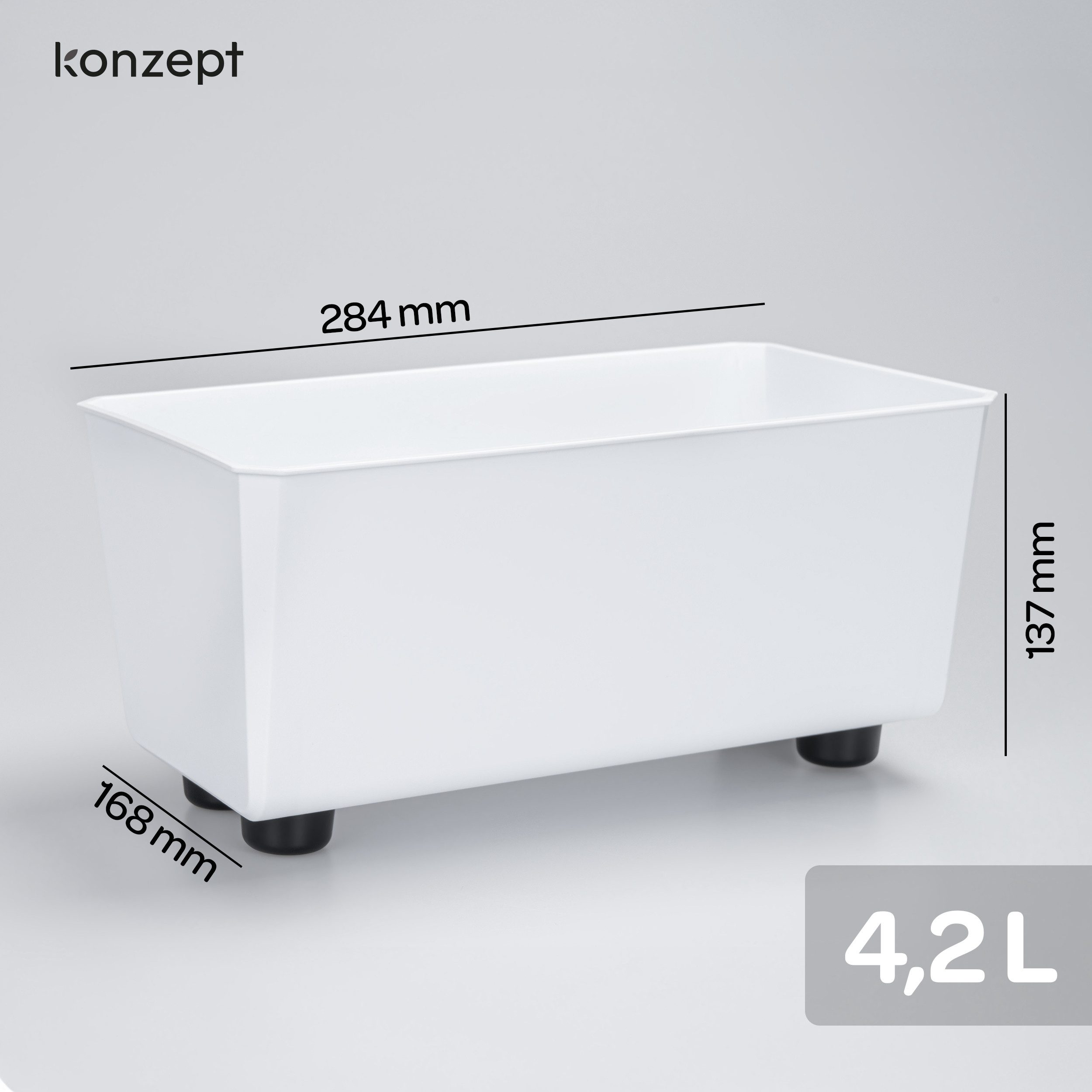 KONZEPT Blumenkasten Blumentöpfe mit Füßen, rechteckig – kleine Blumenkästen 4,2 L (1 St), 284x168x173 mm, ideal für Fensterbank & Zimmerpflanzen – Bild 3 von 5