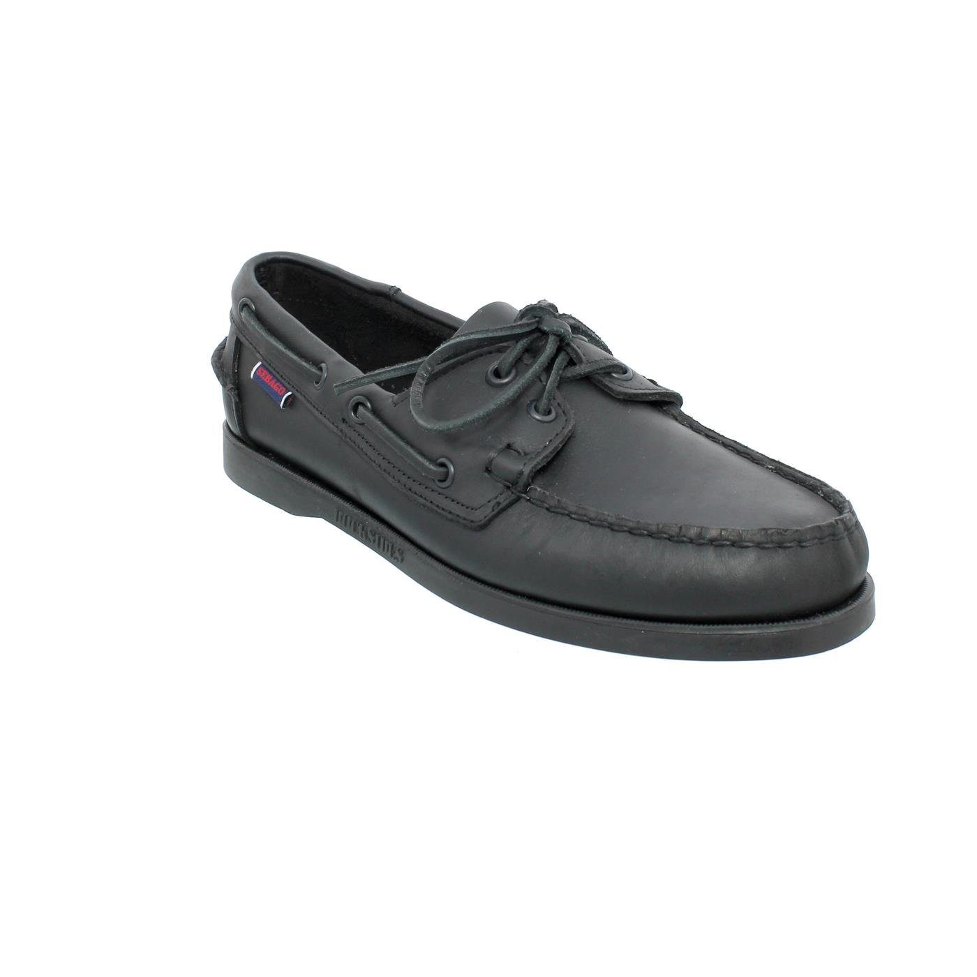 Sebago Sebago Docksides, Full-Grain Leather (Glattleder), total black, Men 70 Bootsschuh