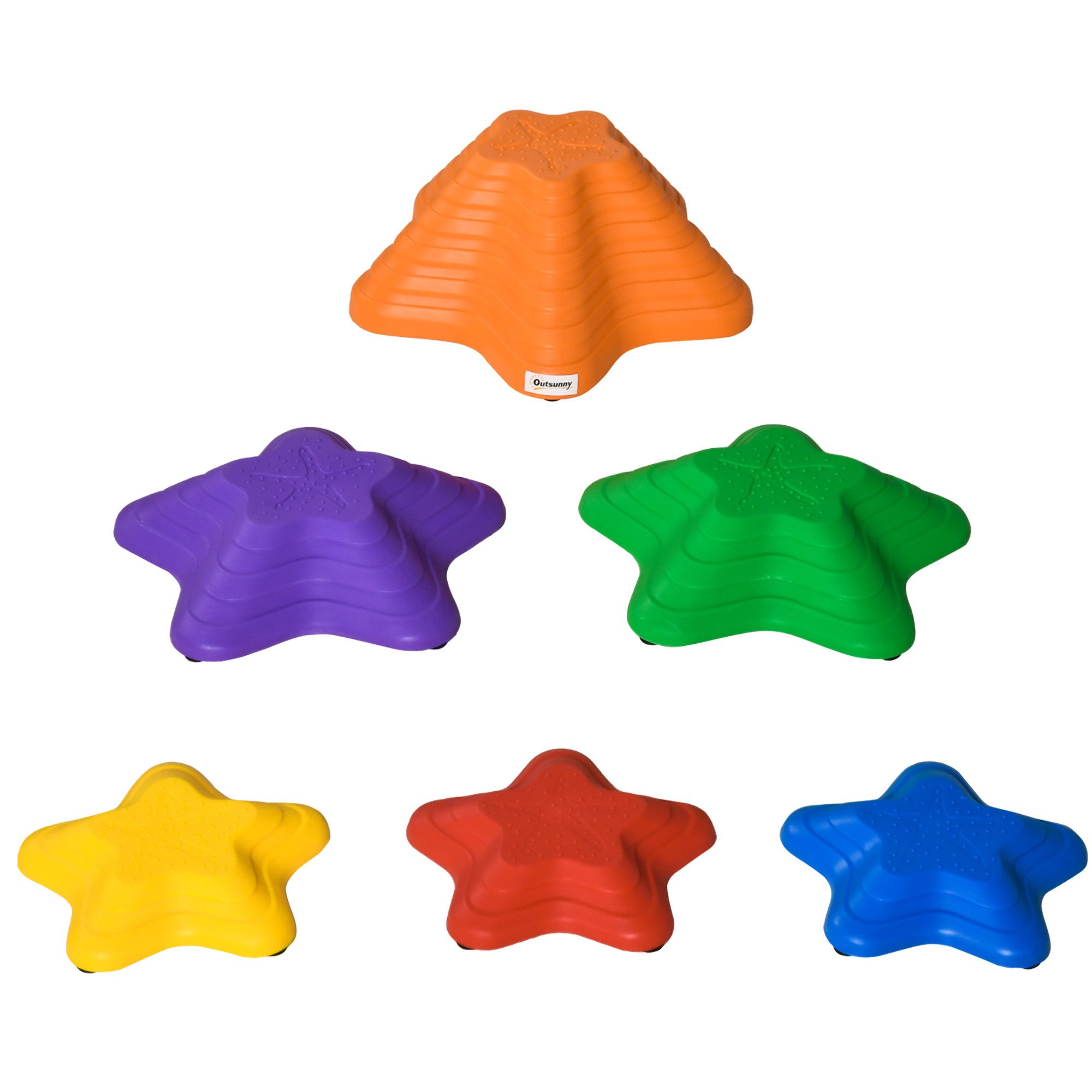 Outsunny Stapelspielzeug Flusssteine, 6-tlg. Balanciersteine bis 80 kg Belastbar, (Balancespiel, 1-tlg), für 3-8 Jahre Kinder, Bunt