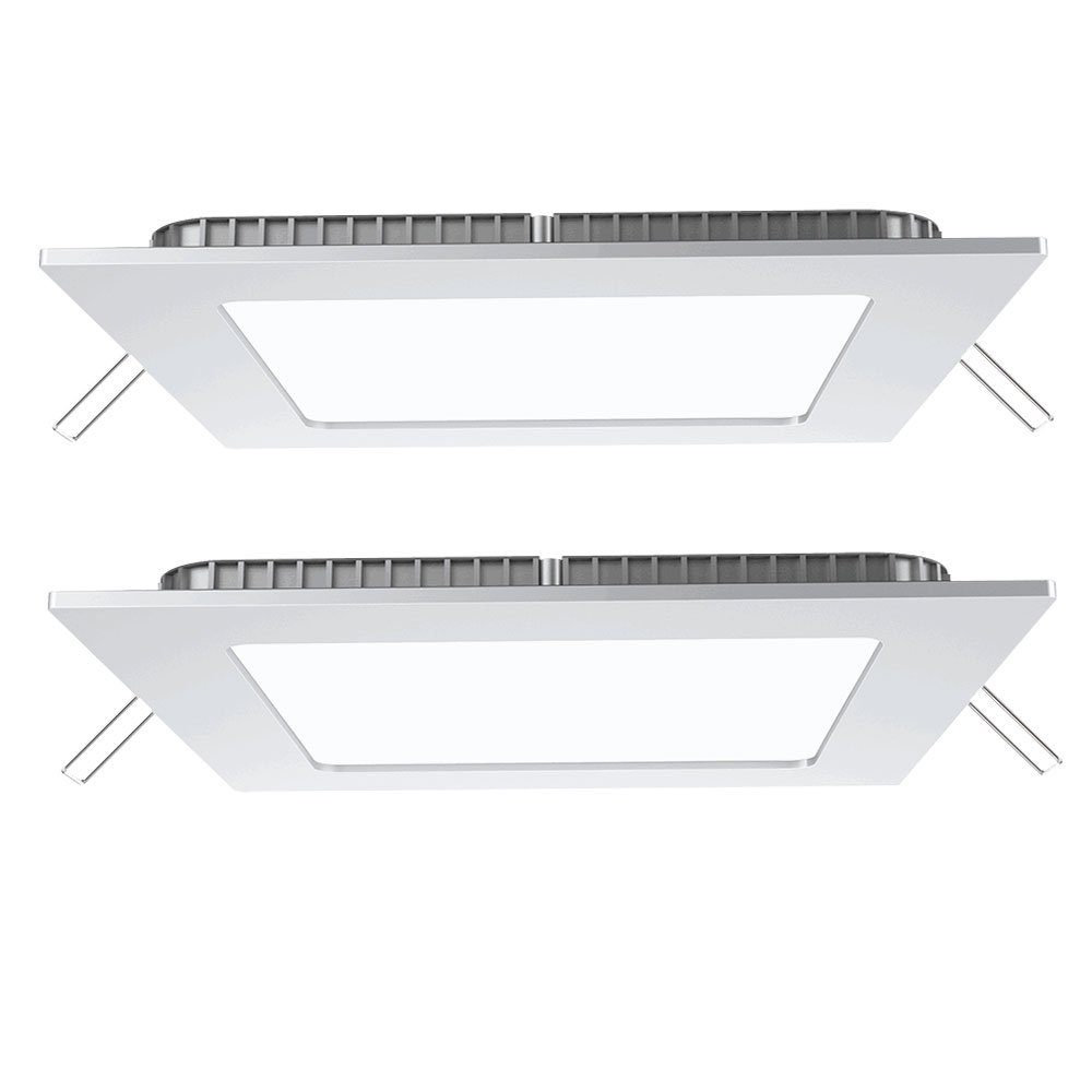 etc-shop verbaut, Einbaustrahler, Einbaupanel LED quadratisch Kaltweiß, LED Deckenlampe Aluminium 2x Deckenleuchte fest LED-Leuchtmittel