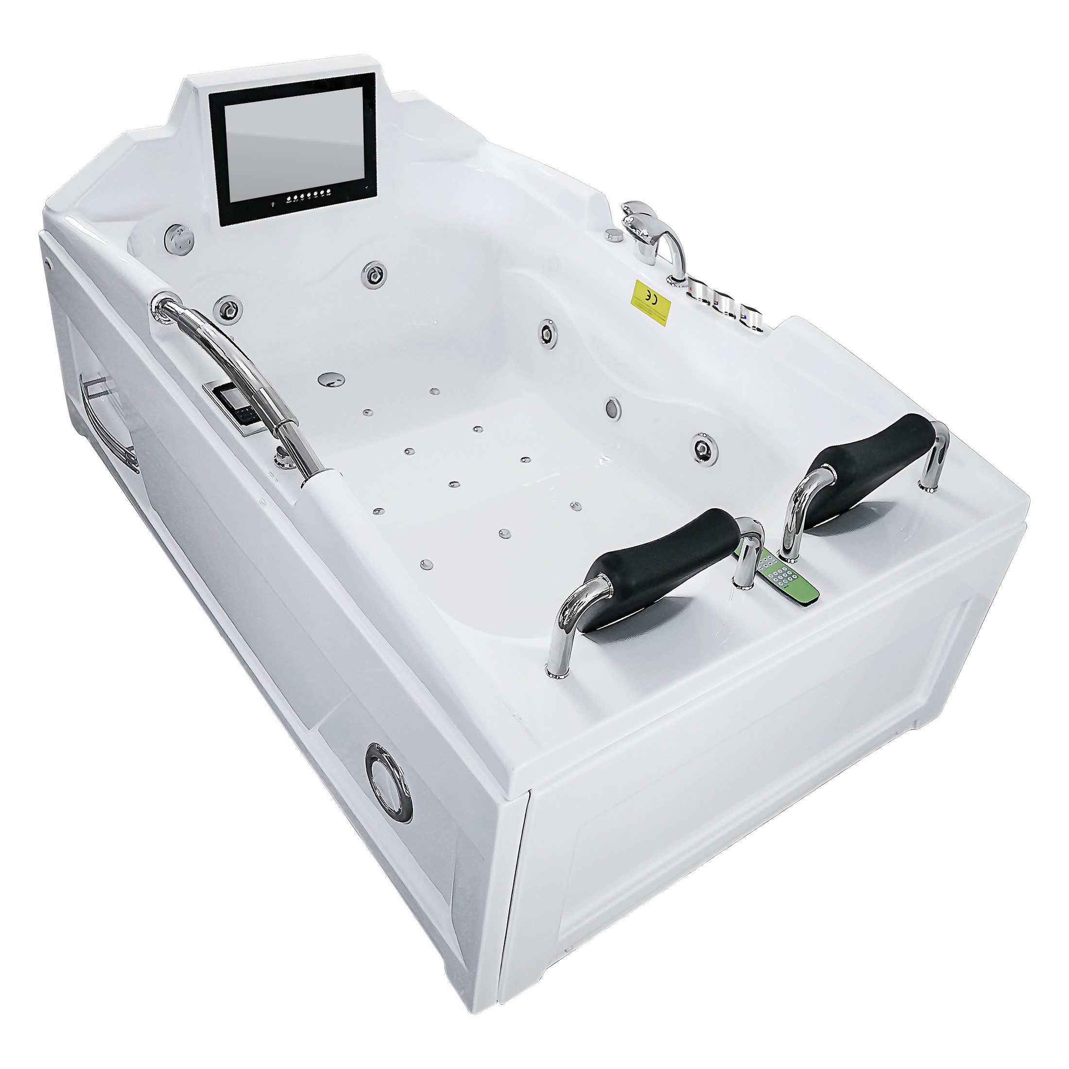 AcquaVapore Whirlpool-Badewanne AcquaVapore Whirlpool Badewanne Wanne mit TV T18R 120x188cm, (1-tlg), mit Ablaufgarnitur
