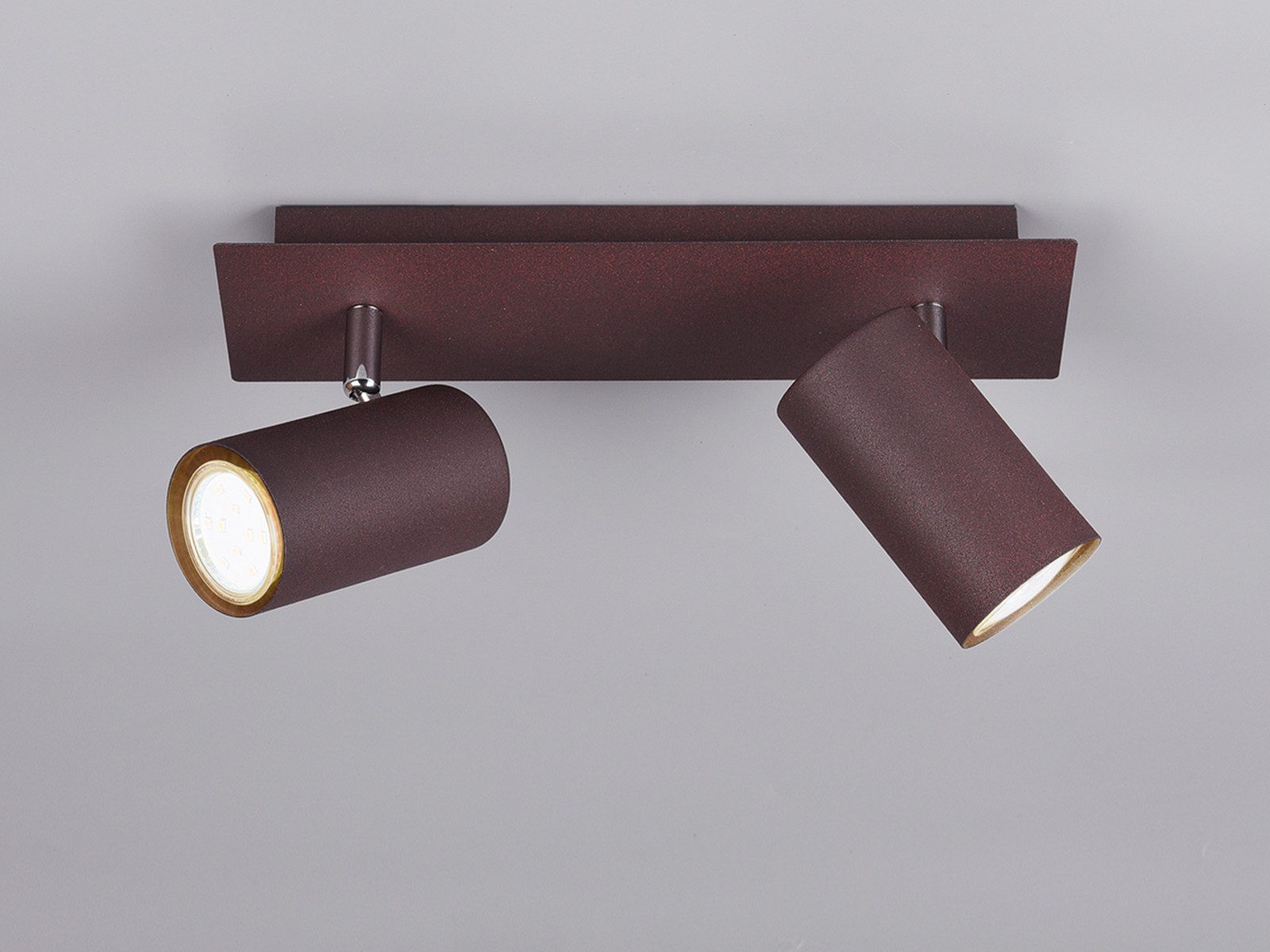 TRIO Leuchten LED Deckenstrahler, Dimmfunktion, LED wechselbar, Warmweiß, Decken-lampe innen Treppenhaus, Lichtspots Spotlampen Rost Breite 30cm