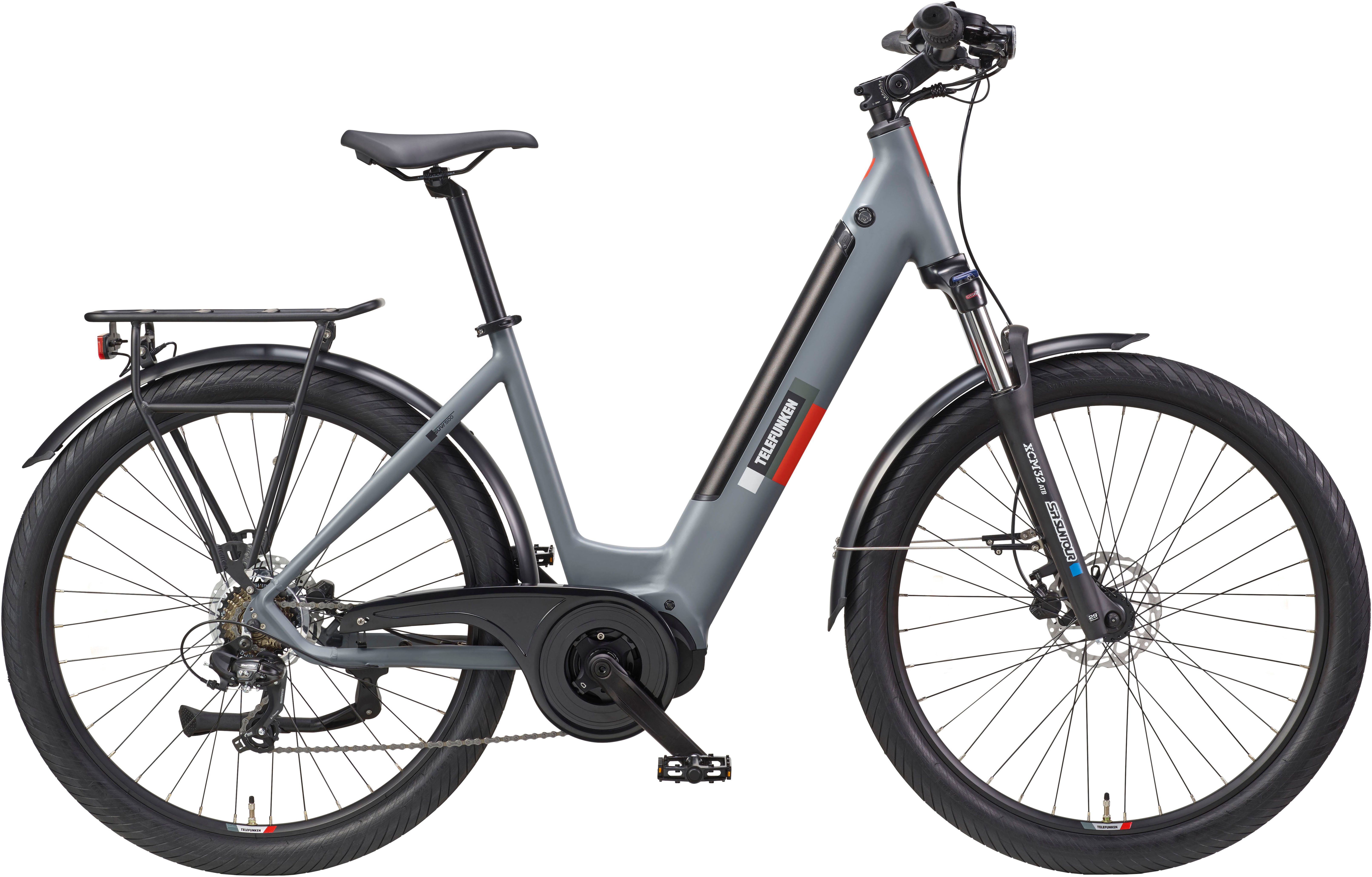 Telefunken E-Bike Cityrad SUV500, 7 Gang Shimano, Kettenschaltung, Mittelmotor, 468 Wh, (27,5 Zoll, Straßenzulassung, Scheibenbremsen), Pedelec, Elektrofahrrad für Damen u. Herren