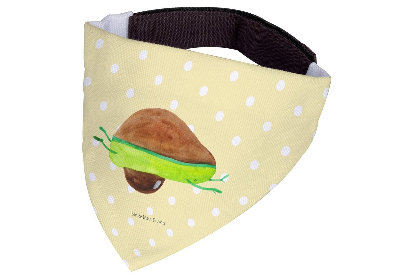 Thumbnail - Mr. & Mrs. Panda Hundefliege Avocado Yoga - Gelb Pastell - Geschenk, Avocado Yoga Vegan, Halstuch, Polyester, Weiches De...