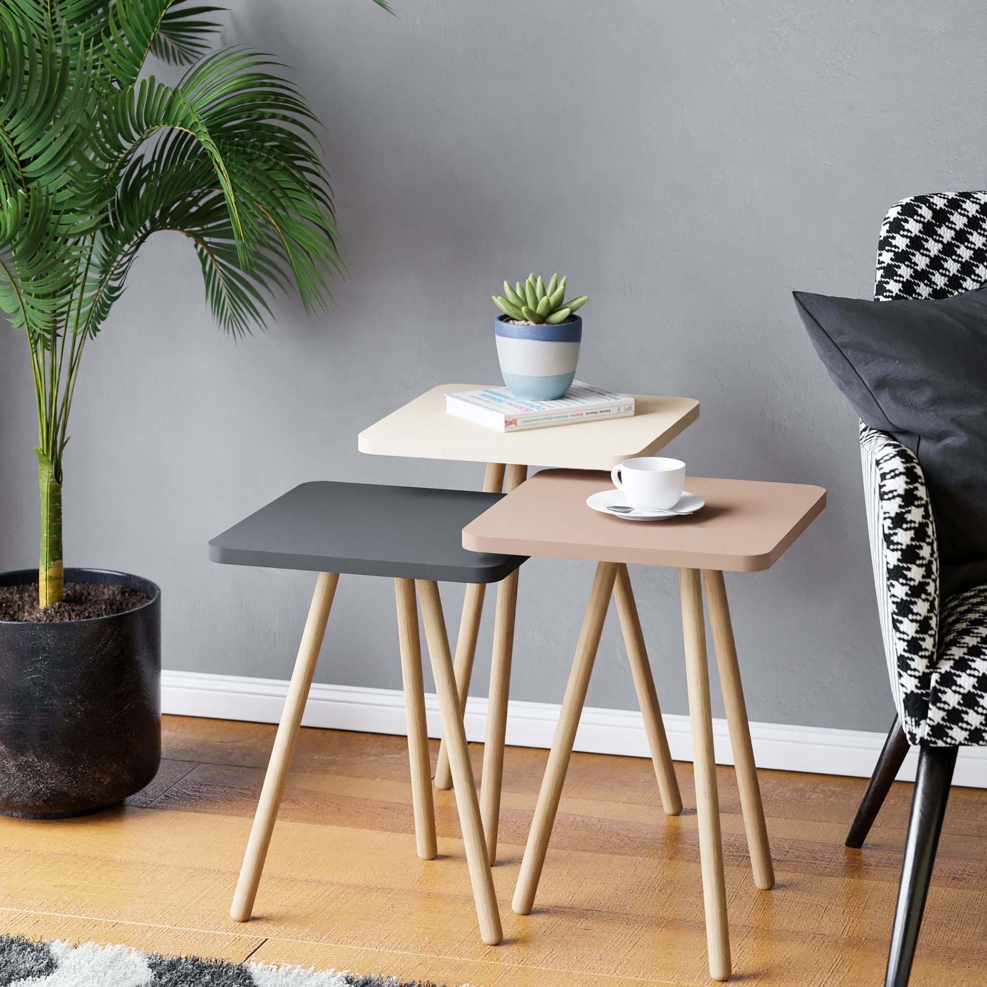 en.casa Beistelltisch, »Hobro« 3er Set Kaffeetisch günstig online kaufen