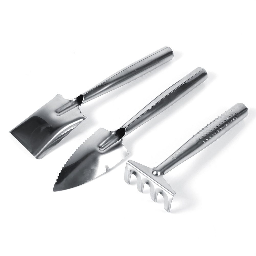 SURFOU Blumenkelle Blumenkelle Pflanzkelle Blumenrechen Drei-teilige Set, (3 St), Edelstahlmaterial, Anti-Rutsch-Design, Geringes Gewicht
