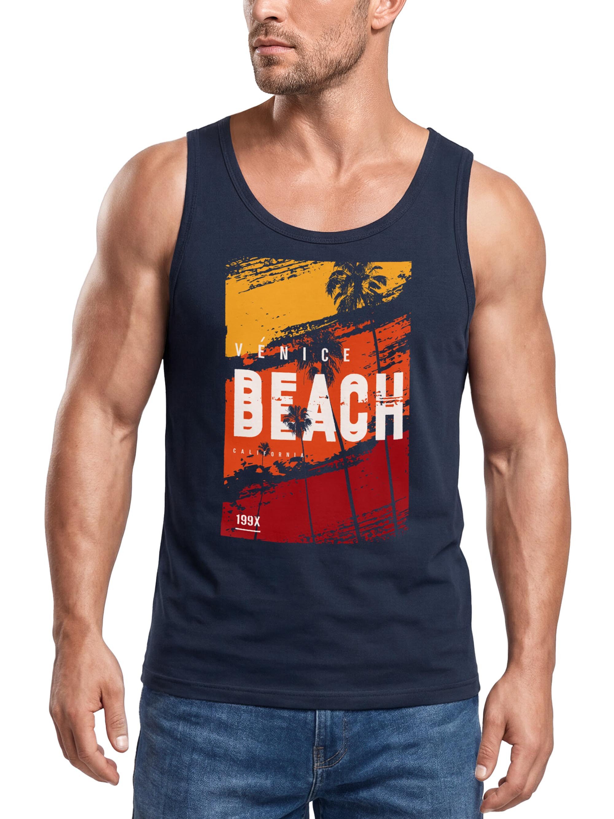 Neverless Tanktop Herren Tank-Top Sommer Venice Beach Surfing Motiv Aufdruck Strand mit Print