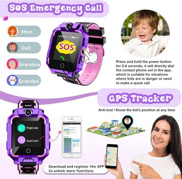 LiveGo Smartwatch (Android, iOS), Smartwatch-Telefon mit 360° Drehbarem,GPS-Tracker,3-12 Jährige Schüler