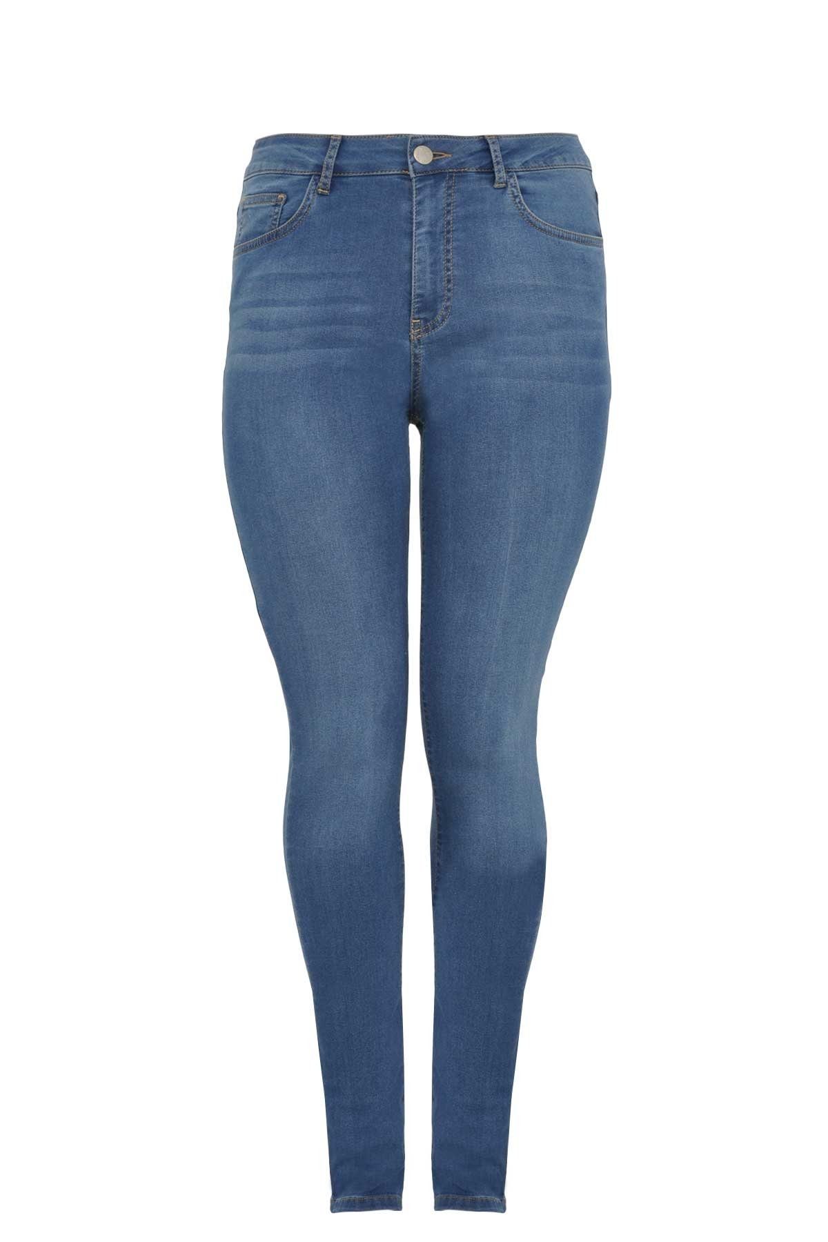 YOEK Bootcuthose Damen Slim-fit-Jeans Große Größen