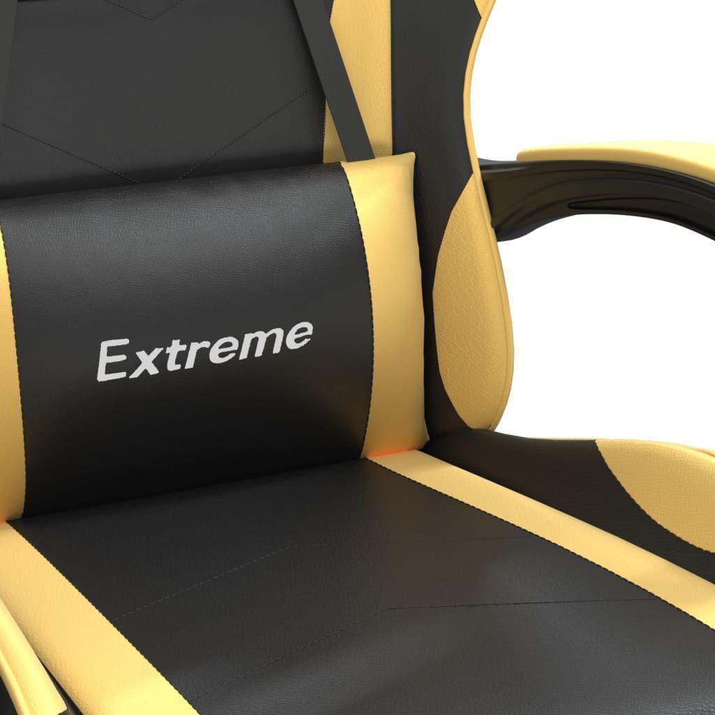 vidaXL Bürostuhl Gaming-Stuhl mit Fußstütze Kunstleder Schwarz und Golden