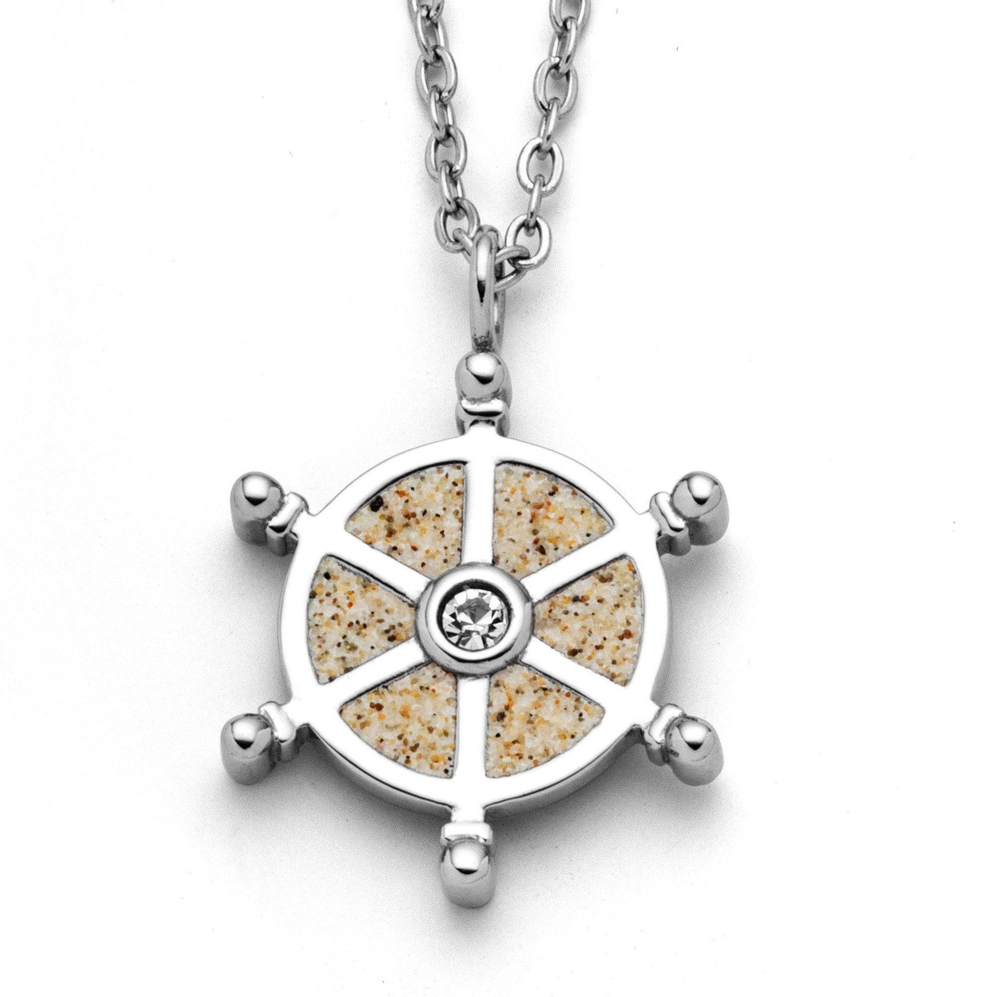 DUR Kette mit Anhänger STEEL Damen STN1003SA Navora Strandsand® Steuerrad 30 mm 42+5 cm