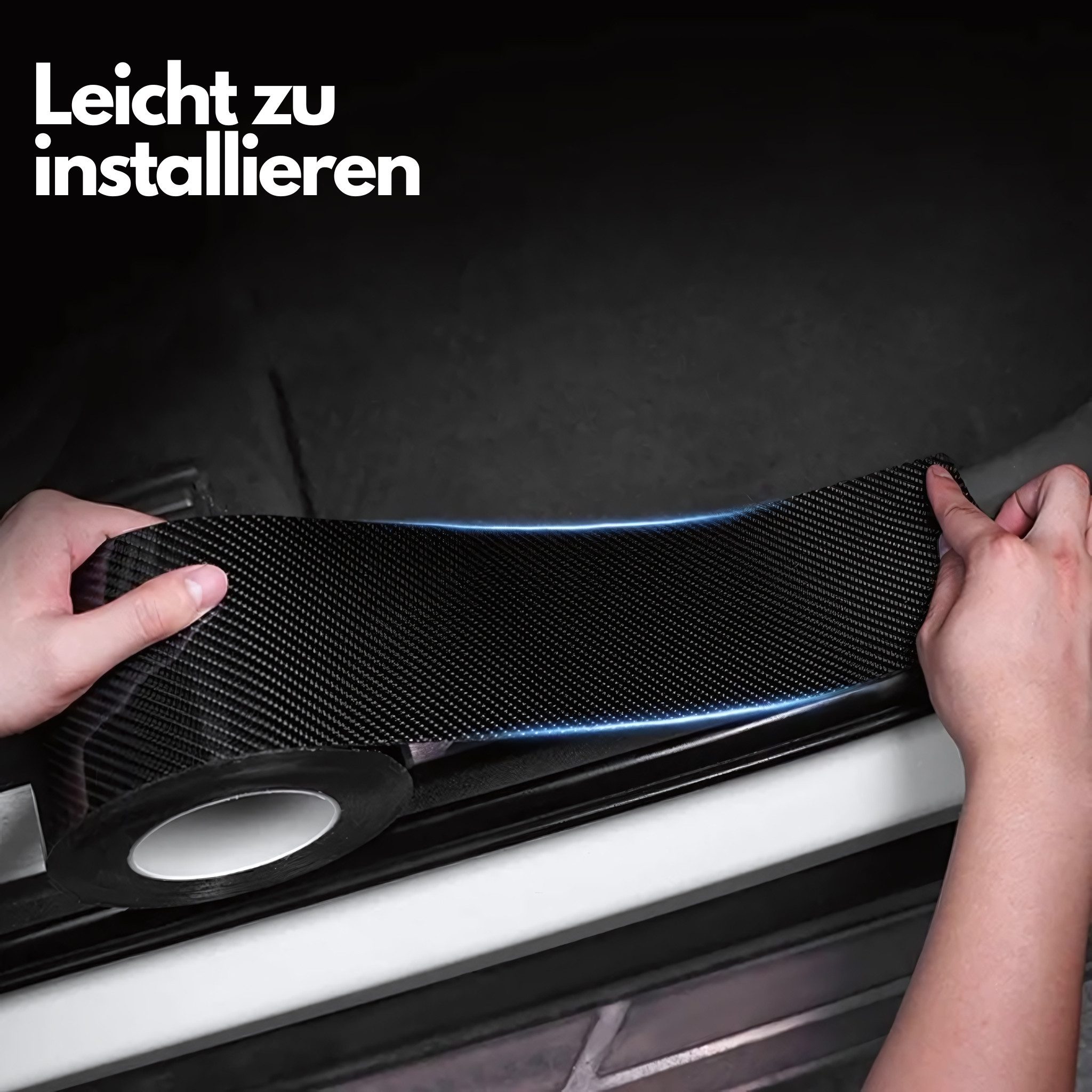 HS.SUPPLY Zierleisten-Aufkleber Carbon Design Band, Zierleistenklebeband, (Komplettset), witterungsbeständig, wiederverwendbar, universell einsetzbar