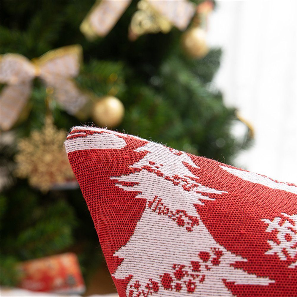 Deko-Kissenbezug, weiß bedruckter Rouemi, Weihnachtsmann Kissenbezug 45×45cm Weihnachts-Kissenbezug,