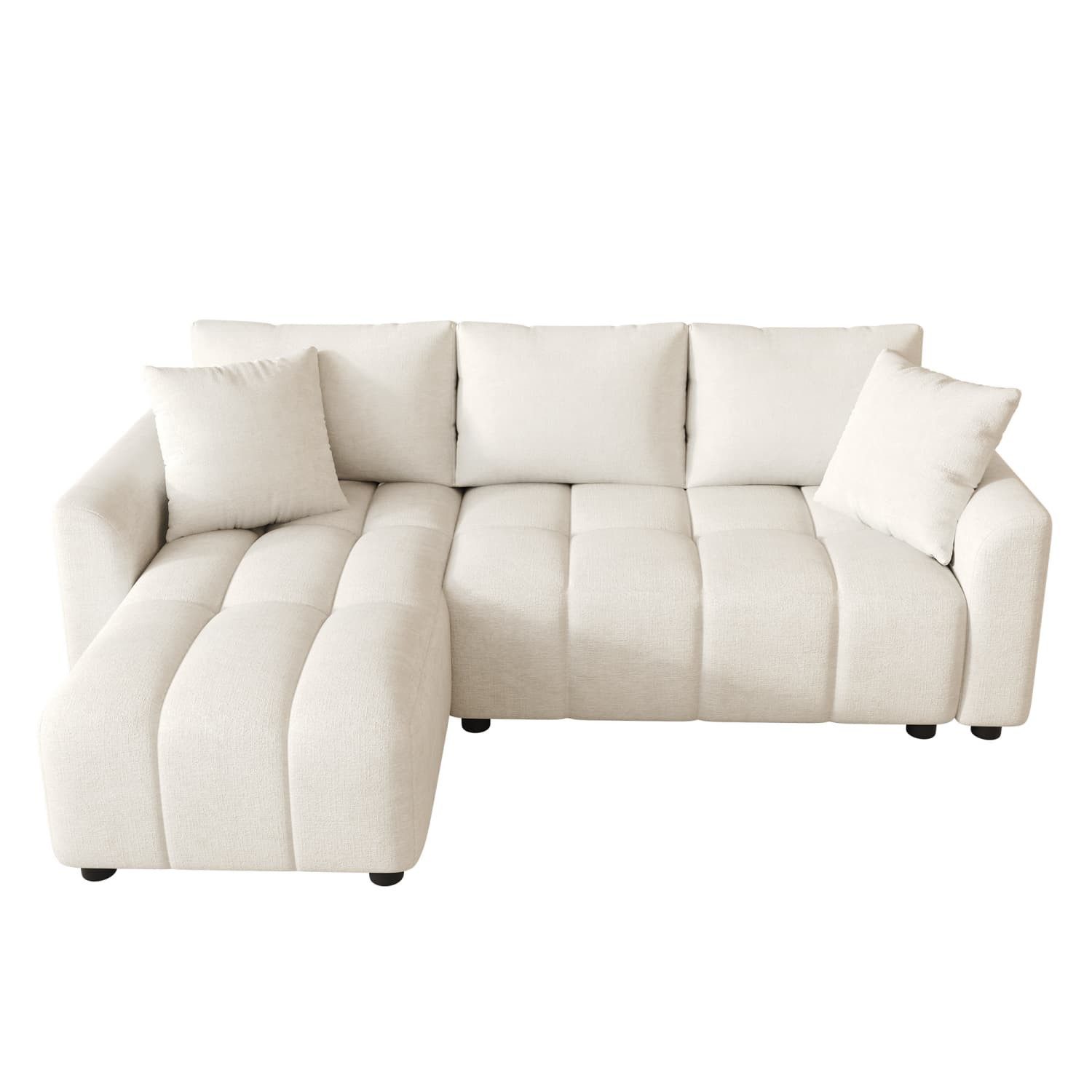 autolock Ecksofa 3-Sitzer Sofa, wandelbares L-förmiges Ecksofa, Chenille Stoff, mit 2 Zierkissen, geeignet für Wohnzimmer und Wohnung