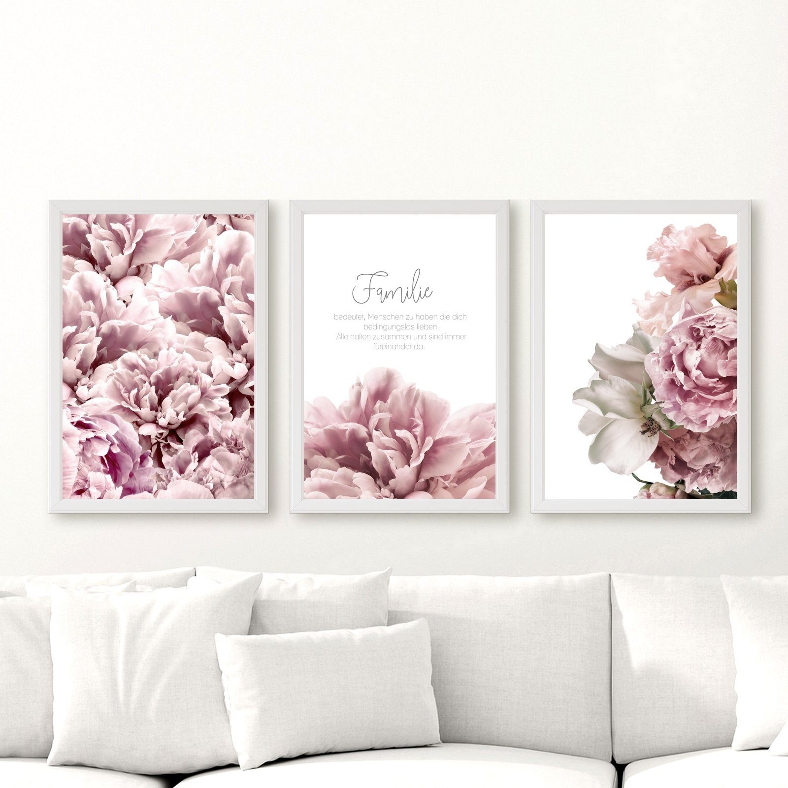homestyle-accessoires Poster Bilder Wandbilder FAMILIE ALLE HALTEN ZUSAMMEN 3er SET DIN A4/ DIN A3, - OHNE BILDERRAHMEN - Sorgfältige & sichere Verpackung