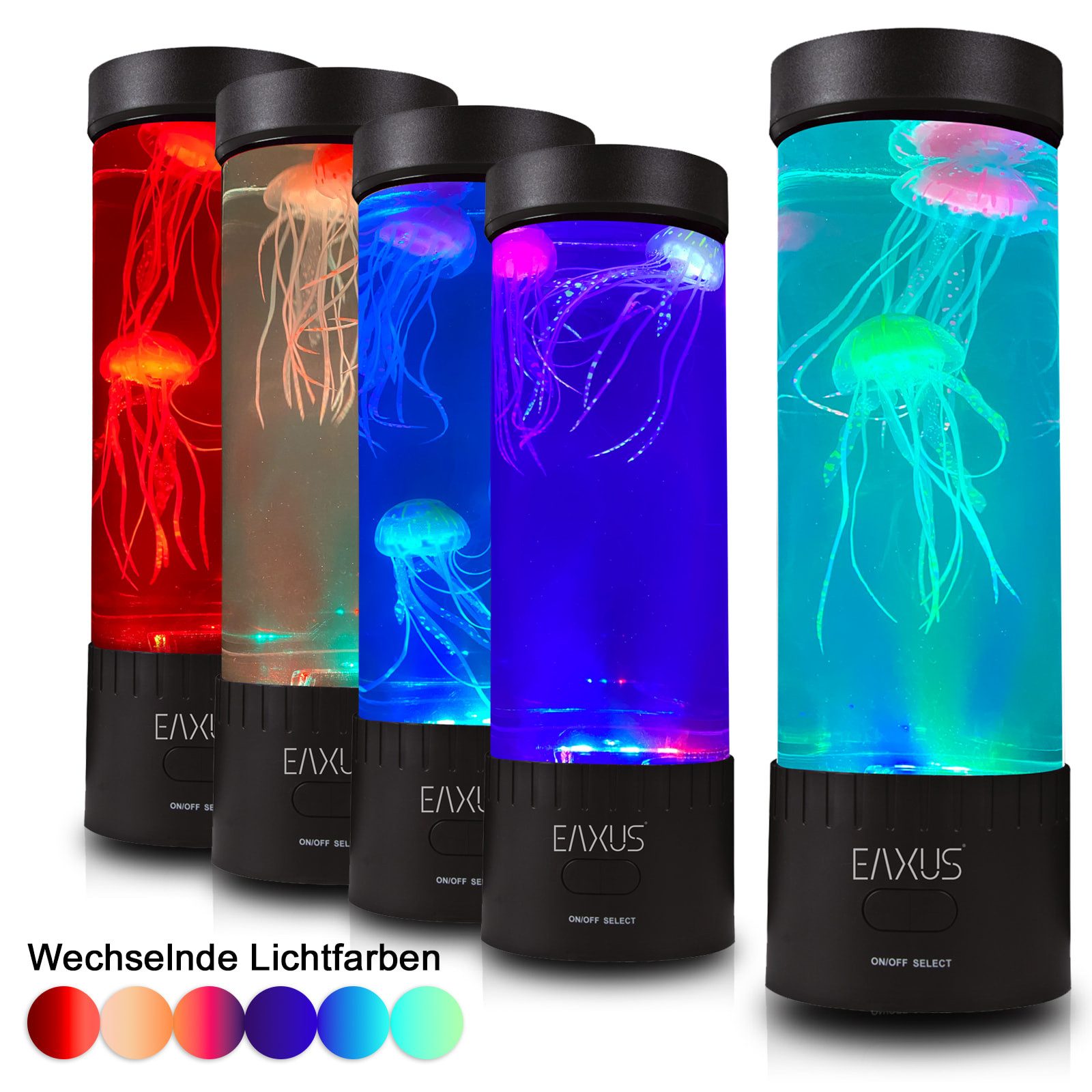 EAXUS LED Nachtlicht Quallen Aquarium, LED fest integriert, Bunt, Nacht- und Dekoleuchte mit Stimmungsfarben