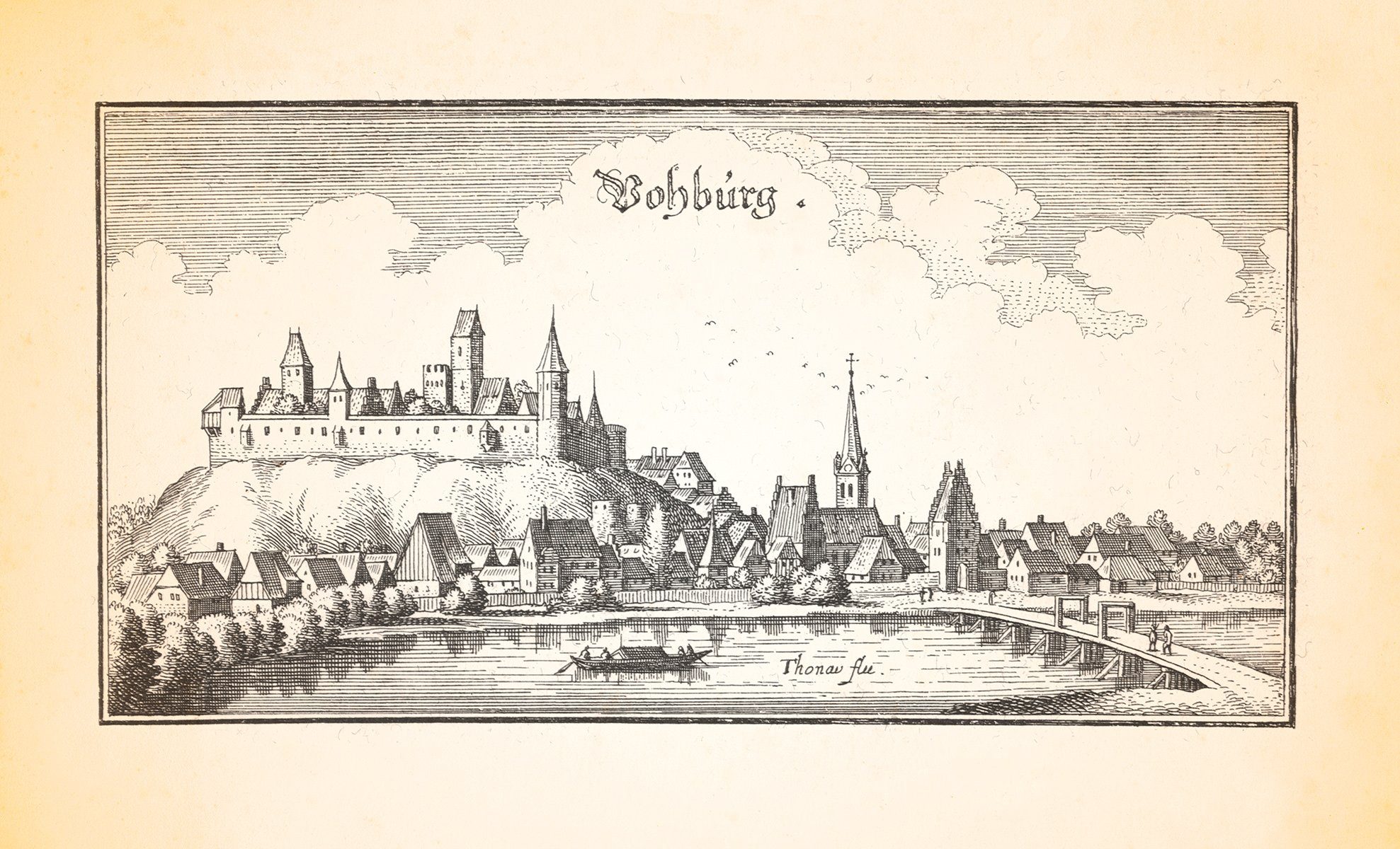 Kunstdruck Vohburg Donau Burg Burgberg Pflegschloss Andreaskirche Kupferstich Mer