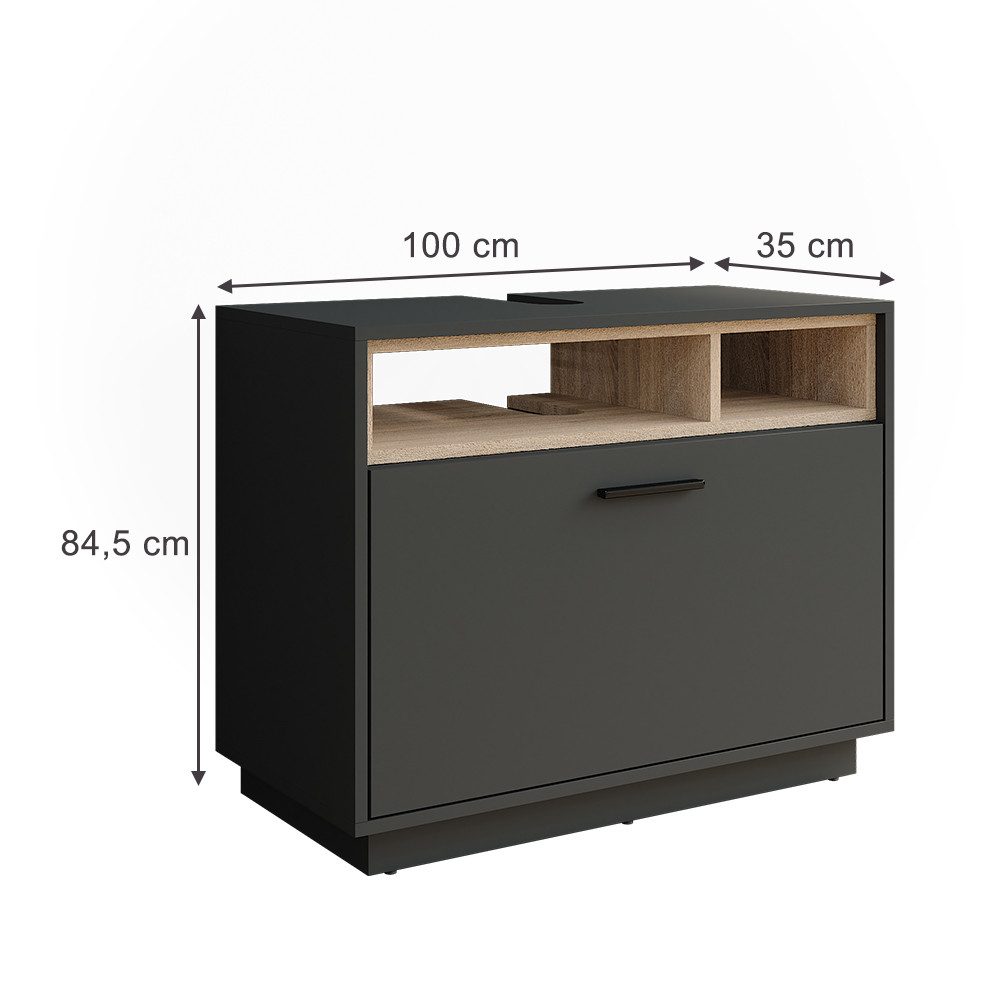 Vicco Waschbeckenunterschrank Beatrice, Anthrazit/Sonoma, 100 x günstig online kaufen