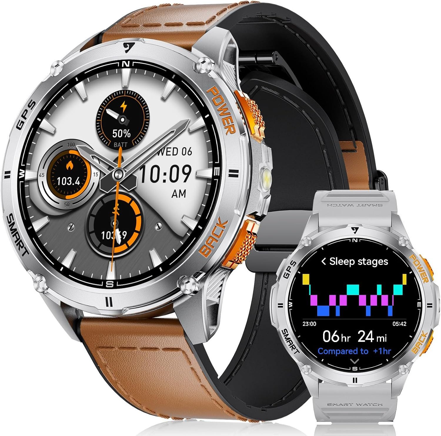 Lige ‎ CC-DM4-C Smartwatch (3,6 cm, android ios), Outdoor Smartwatch mit GPS AMOLED Display 178 Sportmodi Kompass