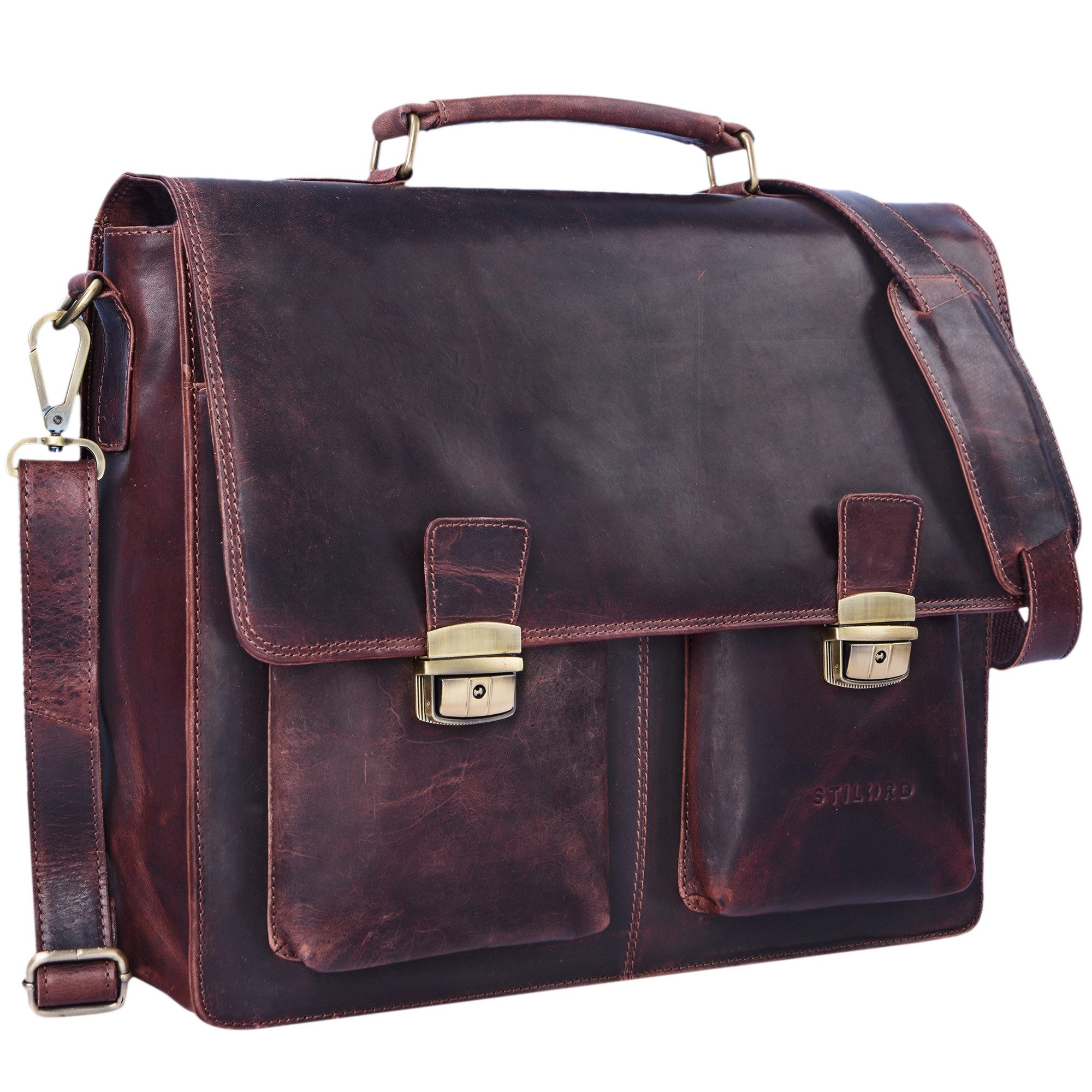 STILORD Aktentasche "Tiberius" Vintage Aktentasche Leder