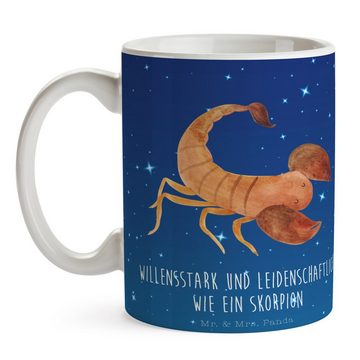 Mr. & Mrs. Panda Tasse Sternzeichen Skorpion - Sternenhimmel Blau - Geschenk, Geburtstag Okt, Keramik, Exklusive Motive
