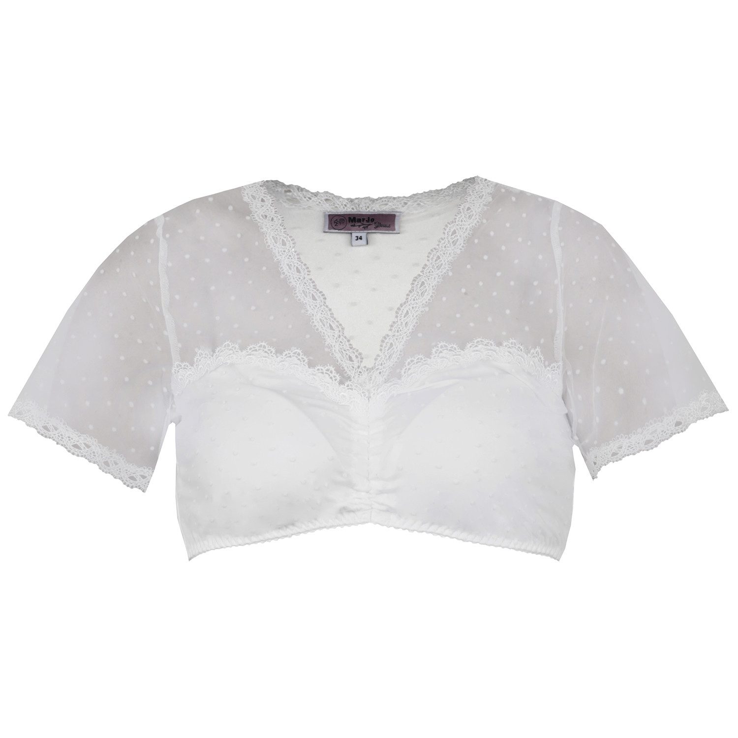 Dirndlbluse MarJo 'Anzing' Kurzarm, Offwhite