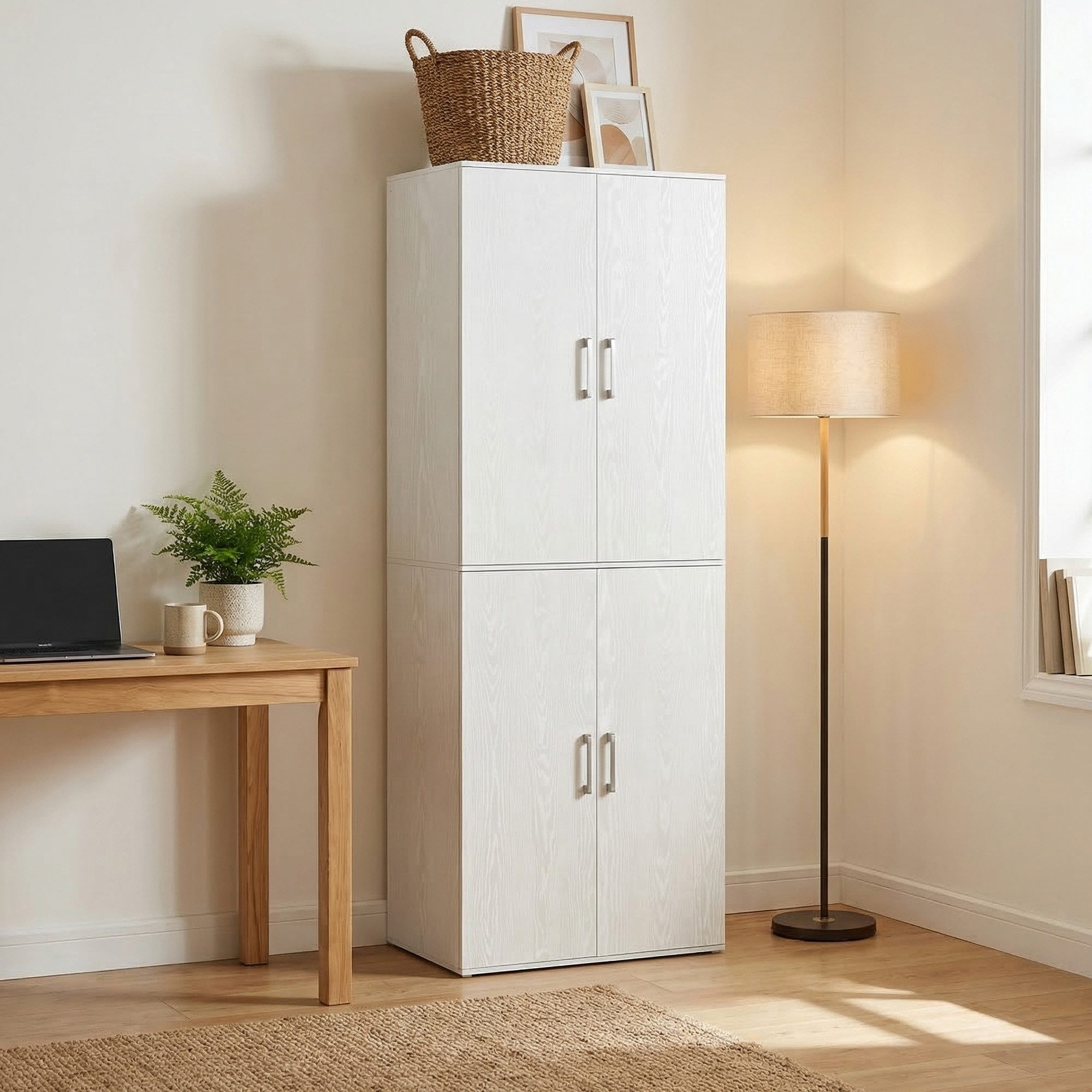SONGMICS Aktenschrank Mehrzweckschrank, mit 5 Ablagen, Büroschrank, Aufbewahrungsschrank Kleiderschrank, mit Griffen, Holzspanplatte, 60/80 x 180 cm