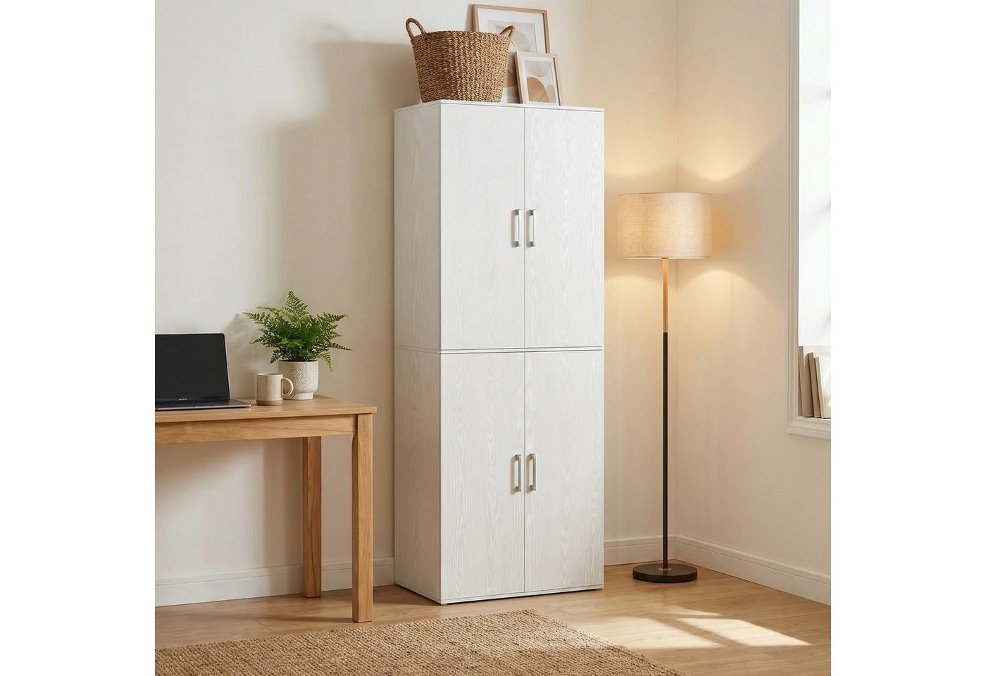 SONGMICS Aktenschrank Mehrzweckschrank, mit 5 Ablagen, Büroschrank, Aufbewahrungsschrank Kleiderschrank, mit Griffen, Holzspanplatte, 60 x 40 x 180 cm