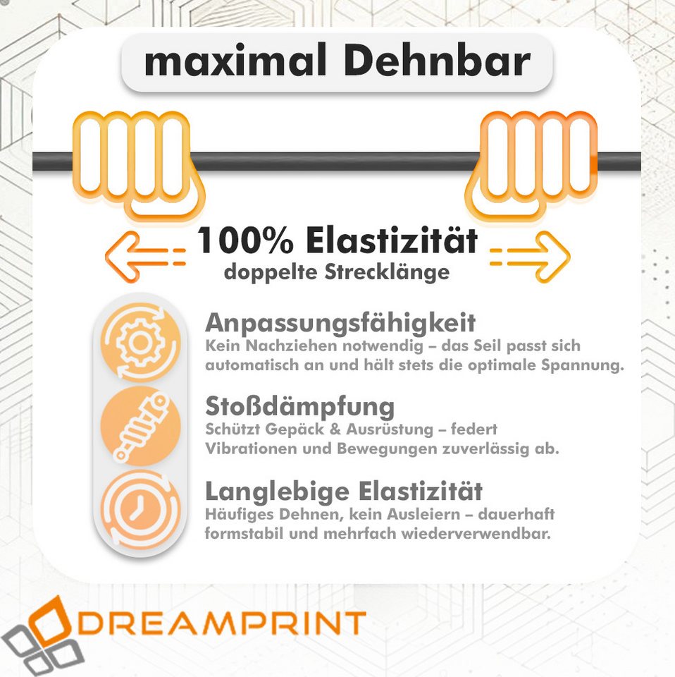 Thumbnail - Dreamprint Expander 70 Stück Schwarz 100cm 6mm Planenspanner mit Spiralhaken Seil
